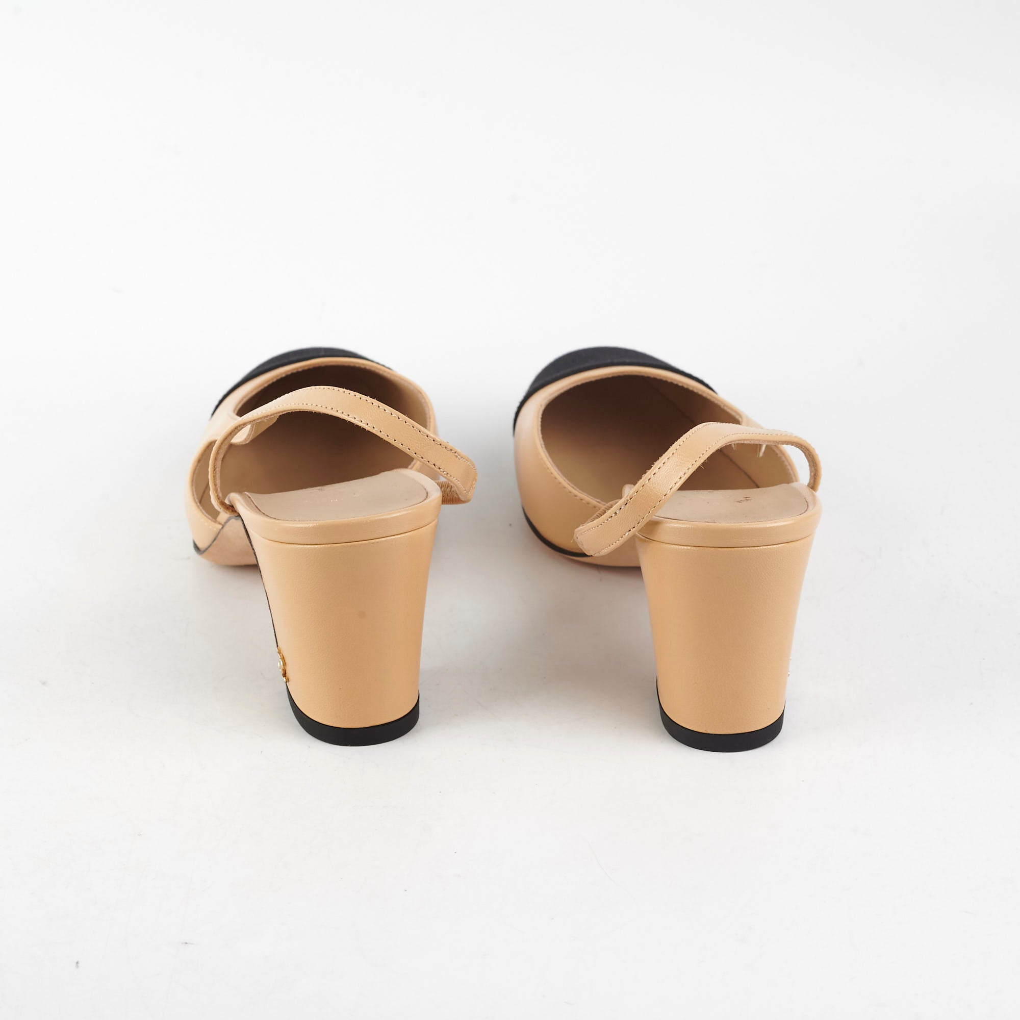 Chanel Beige Slingback Heels for Women - Size 36 US (5.5 UK) - Classic Nude Pumps with Low Block Heel | Perfect for Office, Wedding & Special Occasions