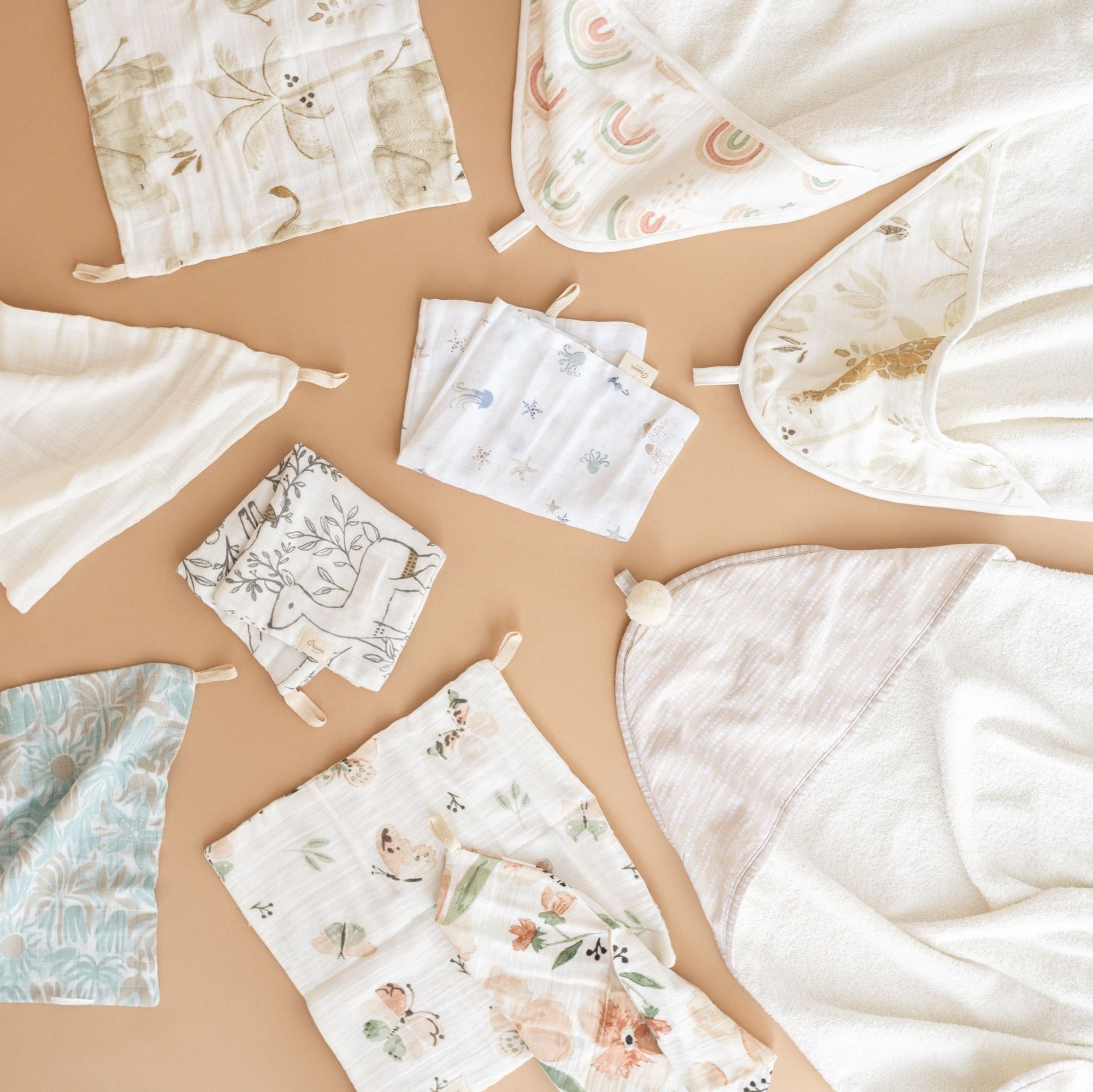 Premium 5-Piece Crane Baby Kendi Wash Cloth Set - Soft & Absorbent for Newborns & Toddlers - Perfect for Bath Time, Face Cleaning & Gentle Skin Care