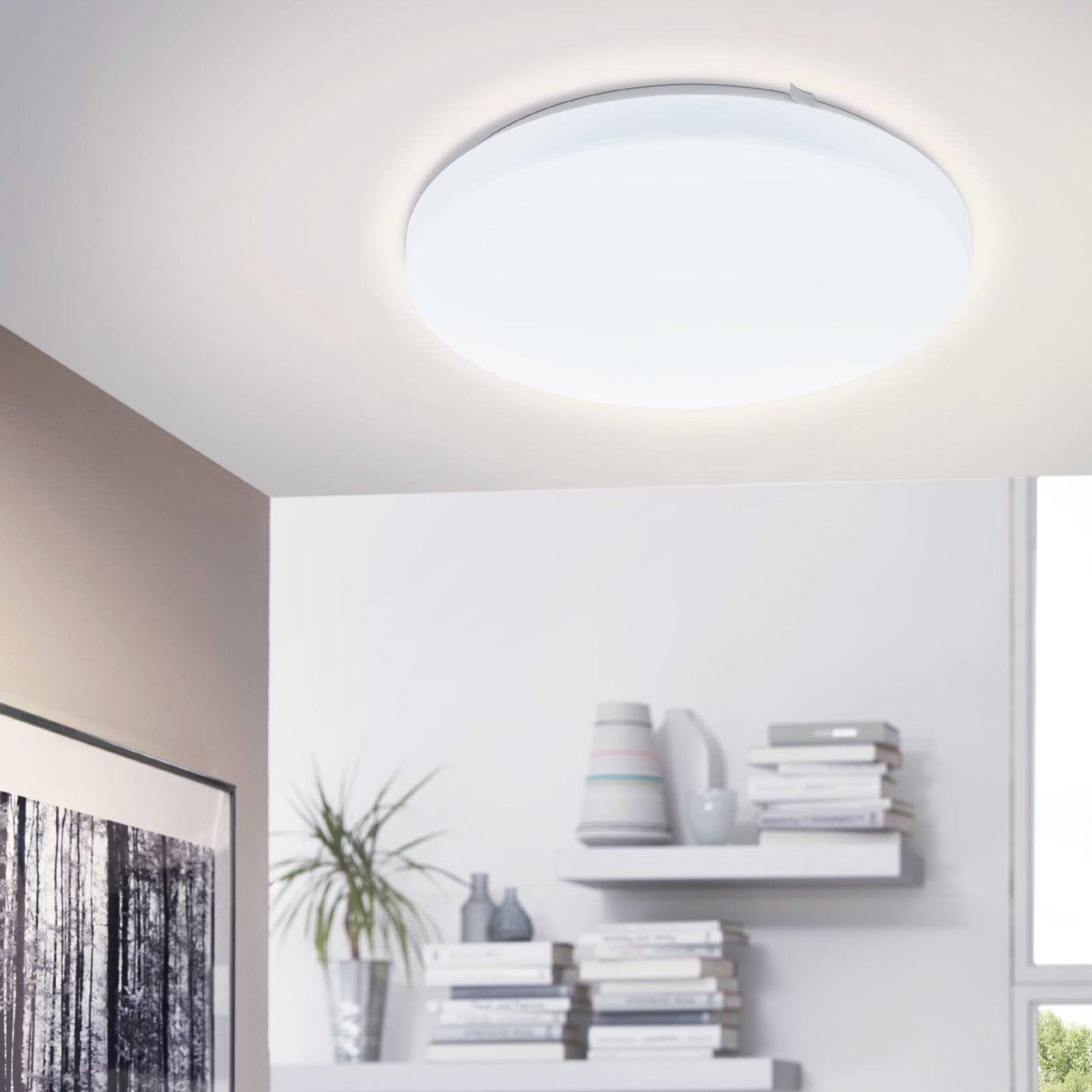Eglo Frania 33cm White Round LED Flush Mount Ceiling Light - Modern Energy Efficient Lighting for Bedroom, Kitchen & Hallway