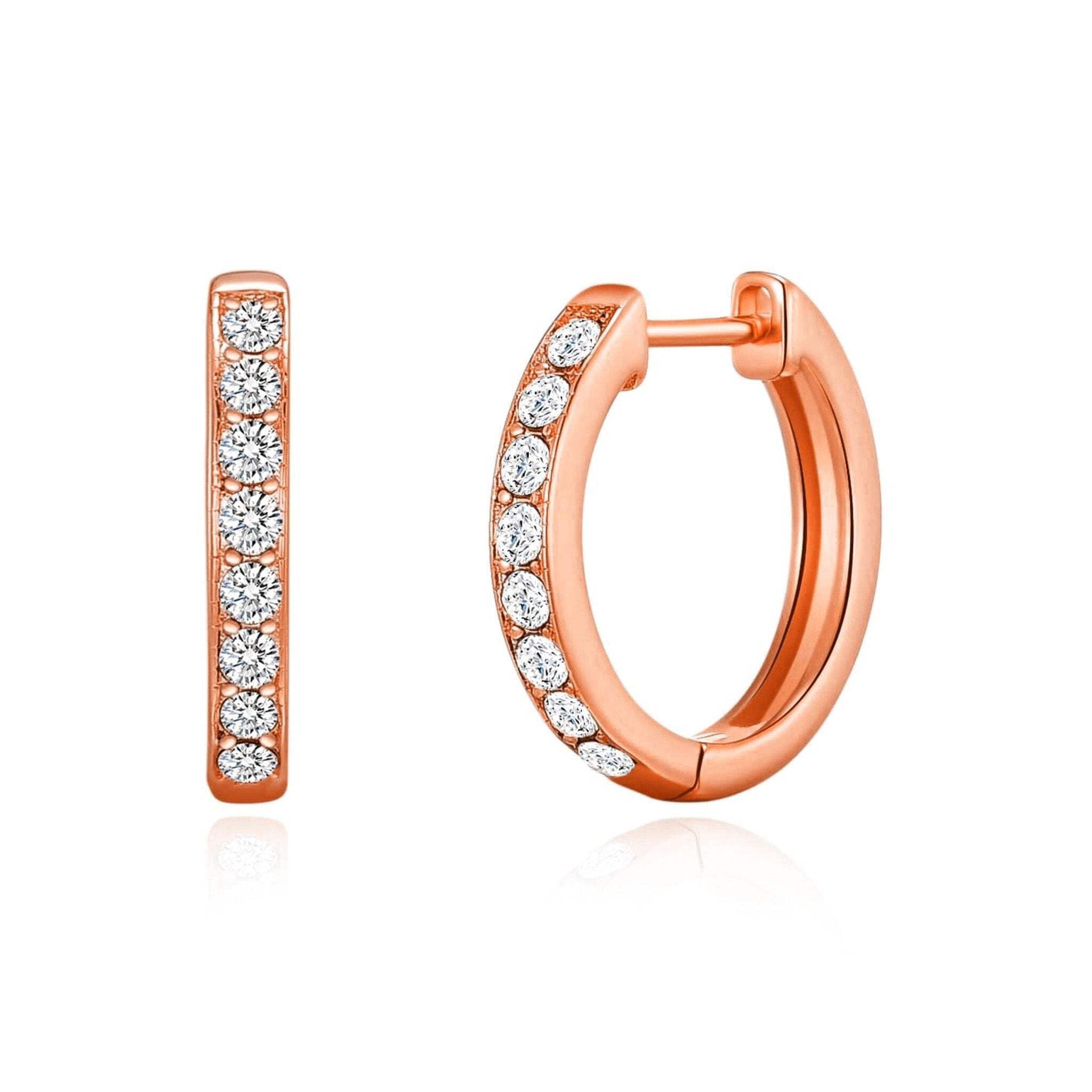 Philip Jones Rose Gold Plated Hoop Earrings with Zircondia® Crystals - Elegant Dangle Earrings for Women, Perfect for Weddings, Parties & Everyday Wear
