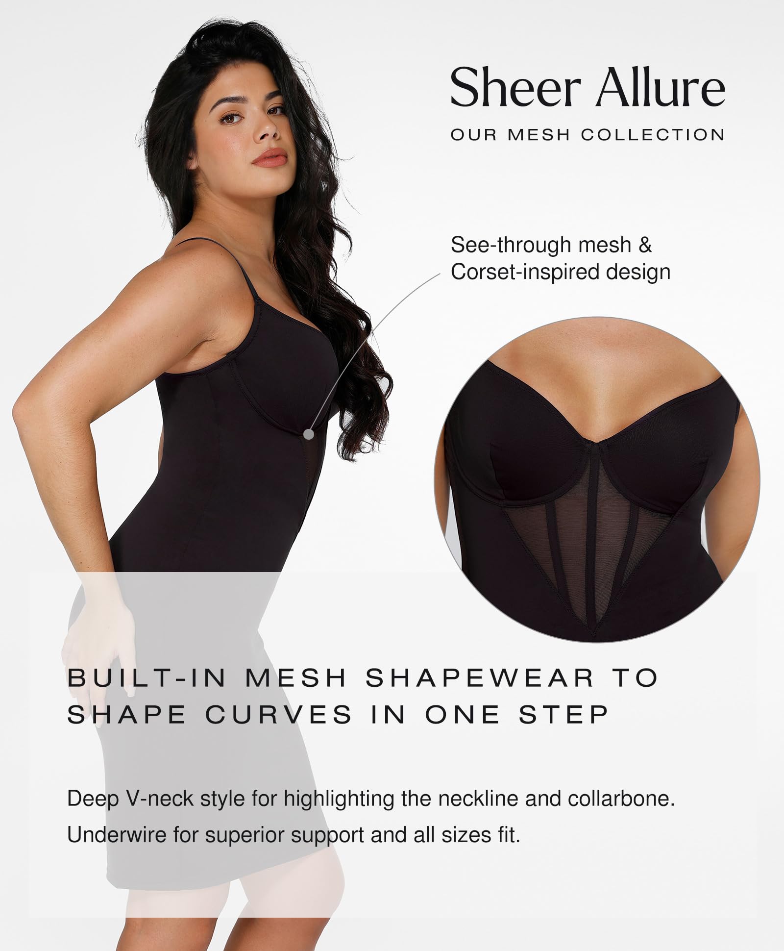 Popilush Women's Shapewear Corset Dress - Mesh Bodycon Slip Dress for Party & Club Outfits | Midi Dresses for Evening, Date Night & Special Occasions