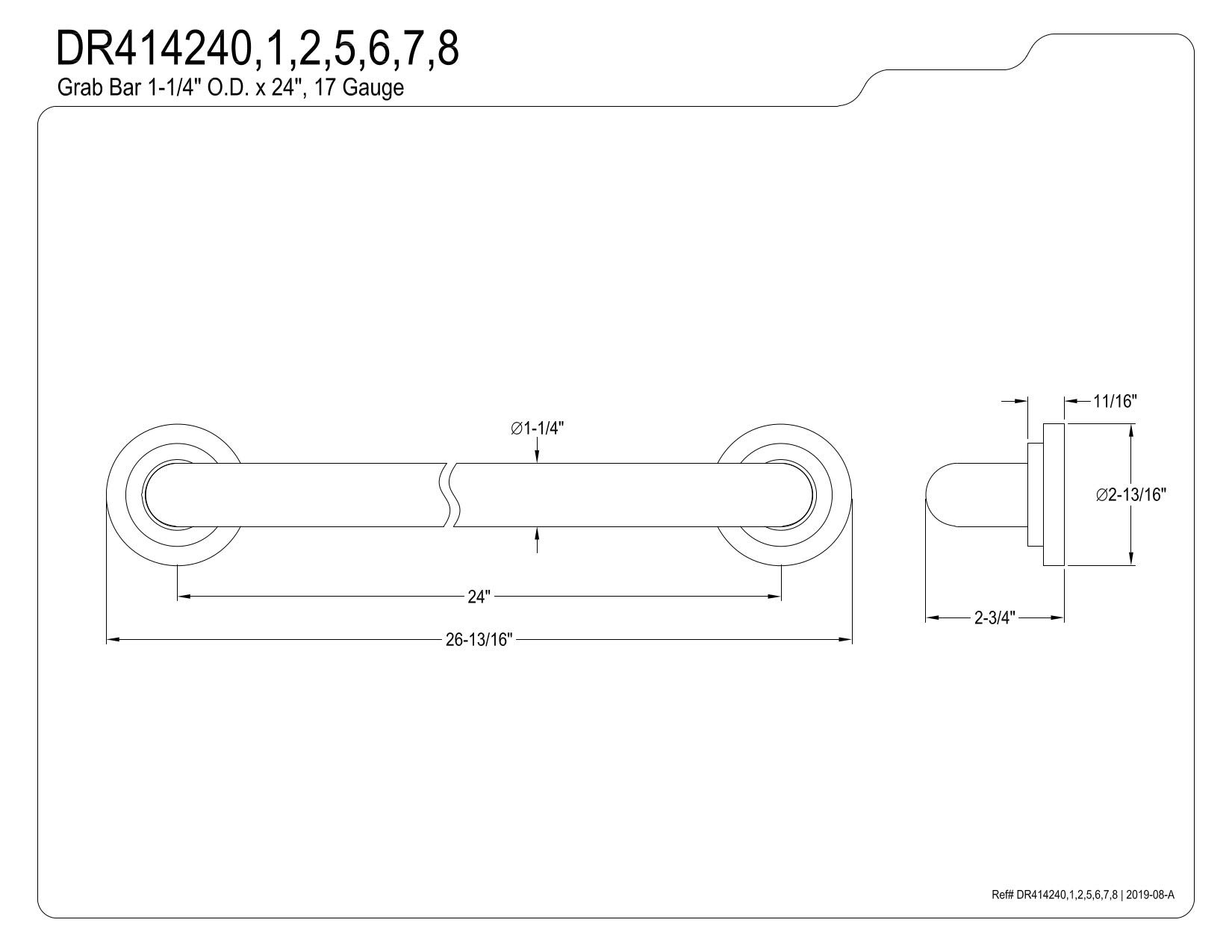 Kingston Brass DR414245 24-Inch Grab Bar - Oil Rubbed Bronze Finish, 1.25-Inch Outer Diameter, ADA Compliant Bathroom Safety Handle - Perfect for Showers, Bathtubs & Elderly Accessibility