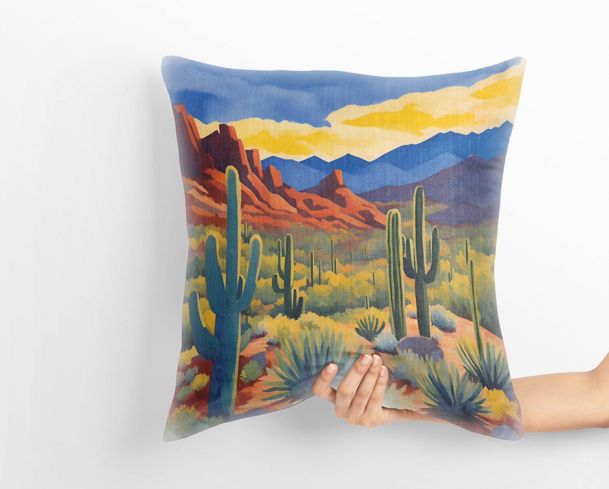 Valley View Overlook Tucson Mountain District Saguaro National Park Throw Pillow - USA Travel Souvenir, Modern Art Cushion for Home Decor, Sofa & Bed Accent - Perfect for Living Room, Bedroom & Office