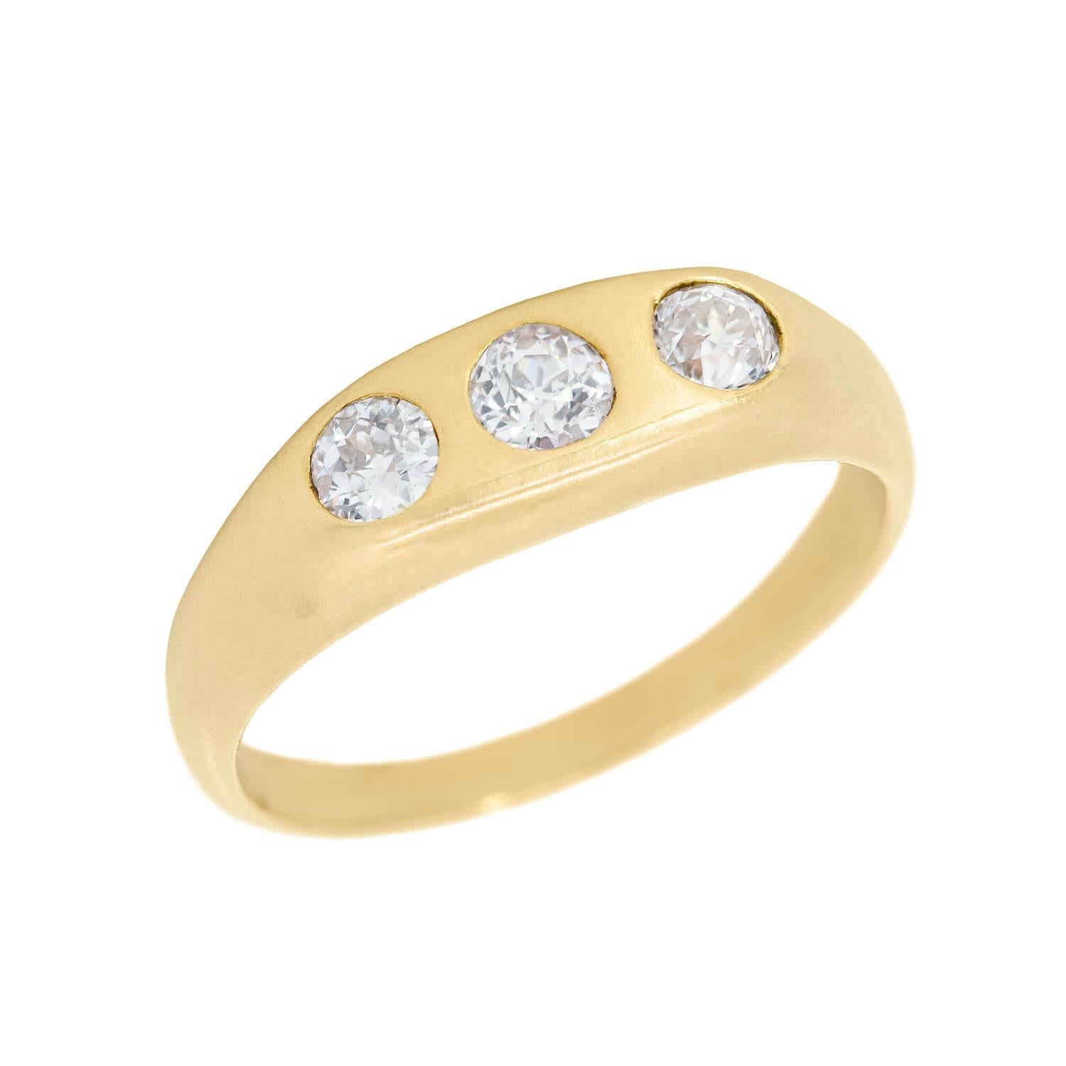 Antique Late Victorian 14K Gold Diamond Three Stone Engagement Ring - Vintage Jewelry for Weddings, Anniversaries & Special Occasions