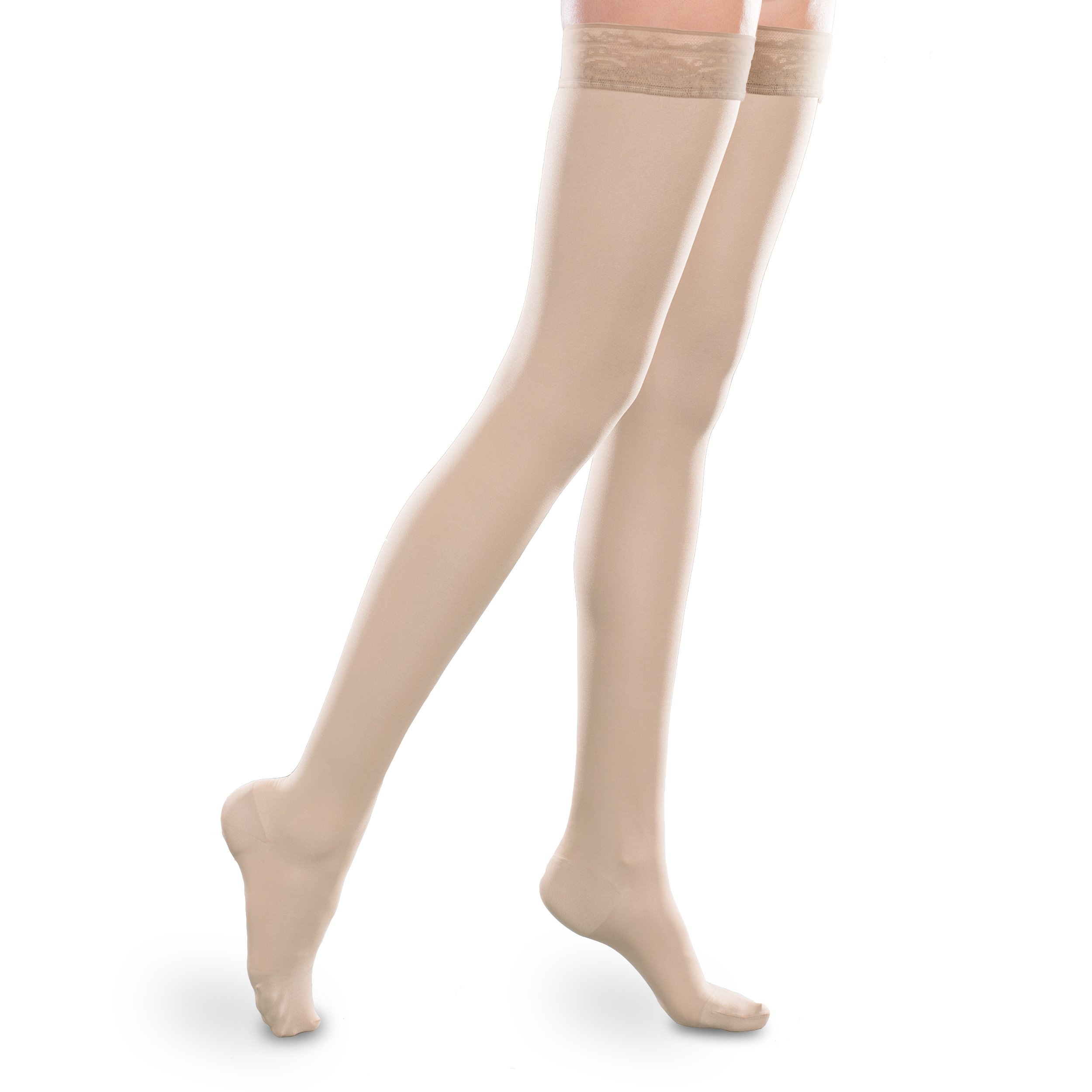 Sheer Ease Women's Thigh High Compression Stockings 20-30mmHg - Moderate Support Nylons for Varicose Veins & Circulation - Perfect for Work, Travel & Everyday Comfort
