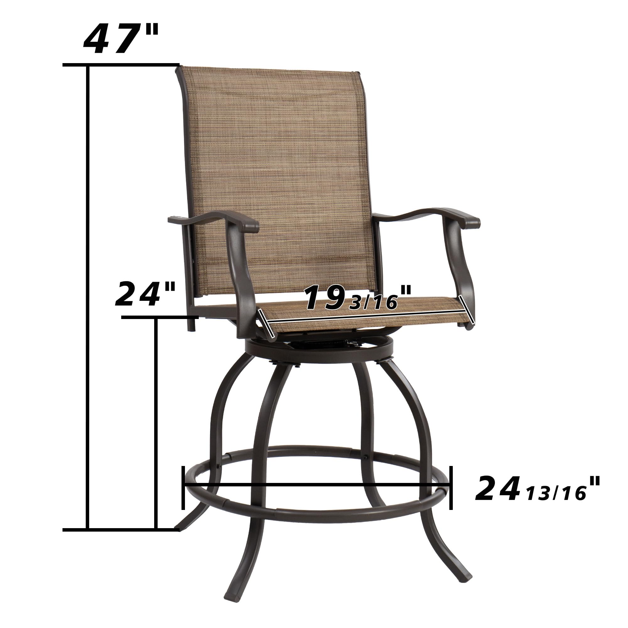 Kozyard Isabella Outdoor Patio High Swivel Bar Stools - Counter Height Adjustable Swivel Chairs for Bistro Set, Backyard, Cafe, Restaurant & Bar - Textilene Fabric - Perfect for Outdoor Dining, Lounging & Entertaining