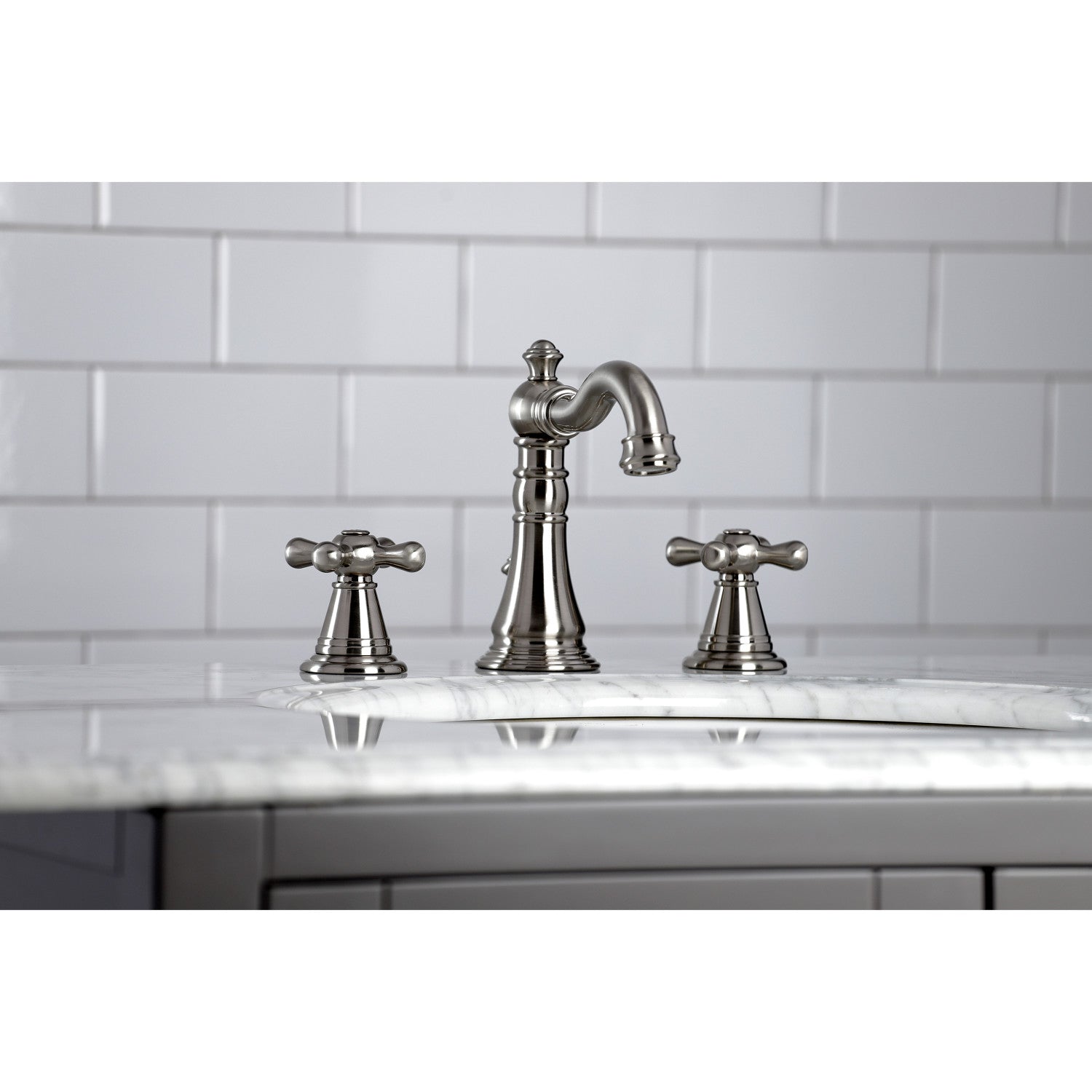 American Classic FSC1978AAX 3-Hole Widespread Bathroom Faucet with Pop-Up Drain - Brushed Nickel Finish - Perfect for Modern Bathroom Vanities and Powder Rooms