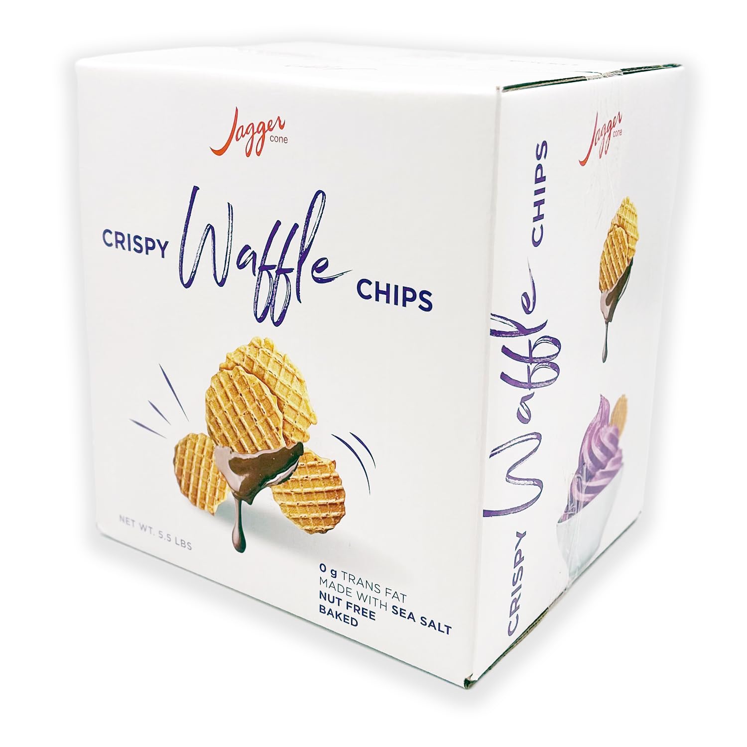 Crispy Waffle Nacho Chips for Ice Cream & Desserts | Jagger Cone Company | 5.5 lb Bulk Box | Made in USA | Perfect for Parties, Snacking & Ice Cream Toppings