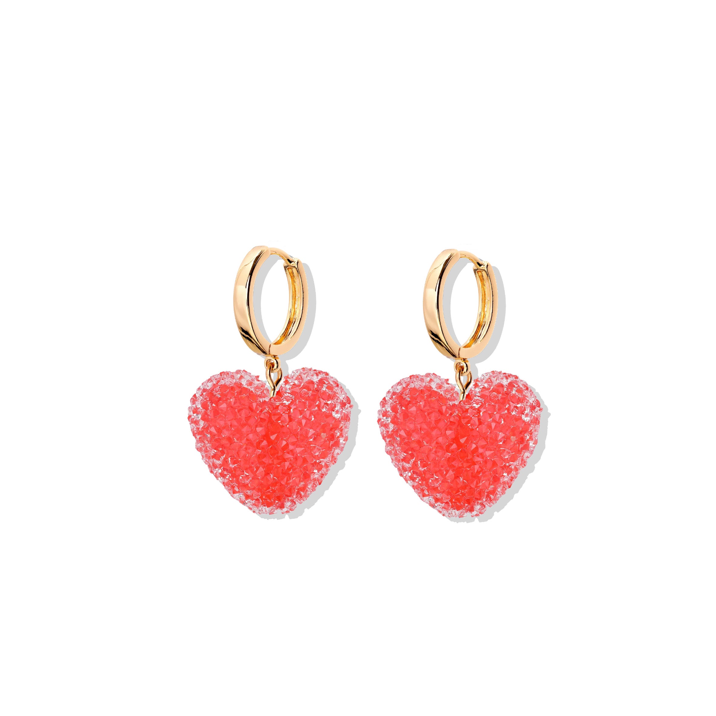 Jelly Heart Hoops Earrings - Watermelon Color Cute Dangle Hoops for Women | Perfect for Summer Outfits, Beach Vacations & Festival Accessories