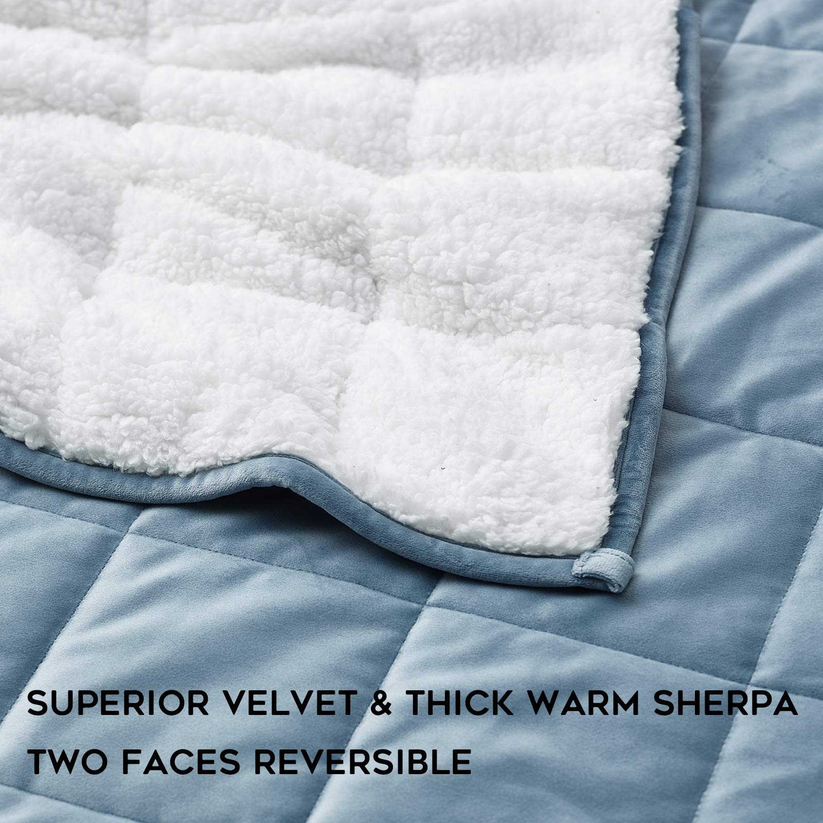 YnM Sherpa Weighted Blanket 20lbs (60x80 Inches, Light Blue) - Ultra Soft & Cozy Heavy Blanket for Adults - Stress Relief & Better Sleep - Perfect for Bedroom, Couch & Relaxation