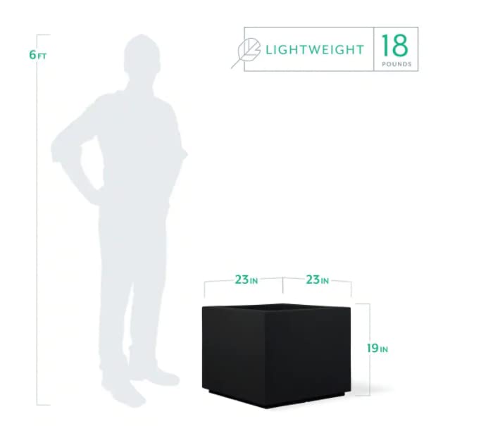 Black Square Planter Box - Modern Outdoor Garden Container for Plants, Flowers & Herbs | Perfect for Patio, Balcony & Home Decor