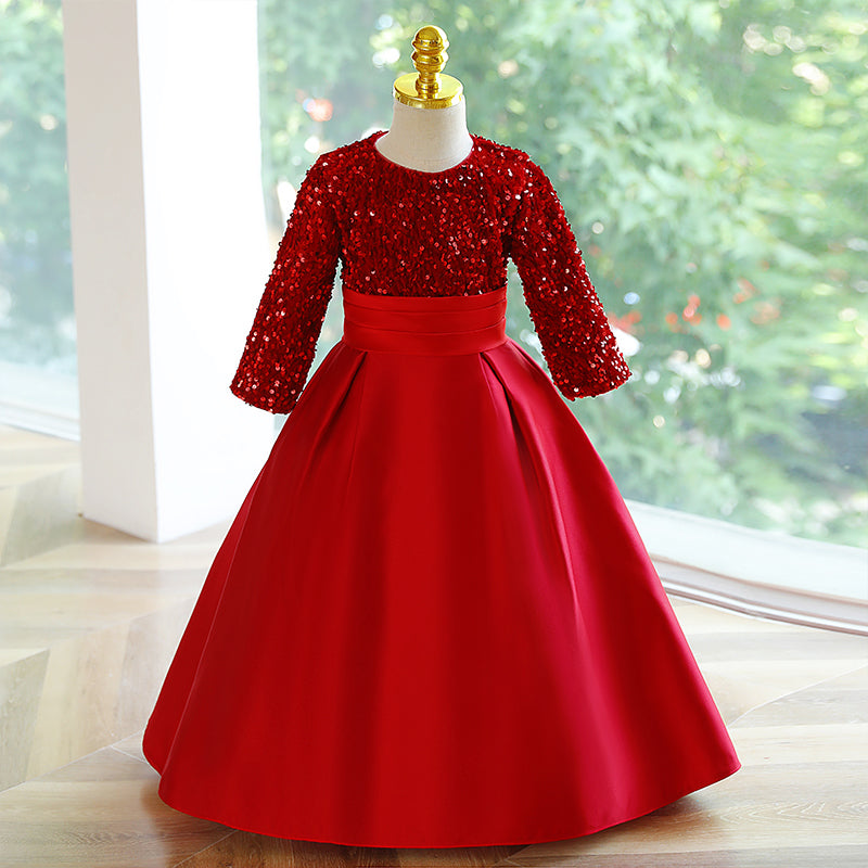 Sparkly Red Princess Dress for Girls - Elegant Sequin Party Gown for Birthday, Pageant & Special Occasions