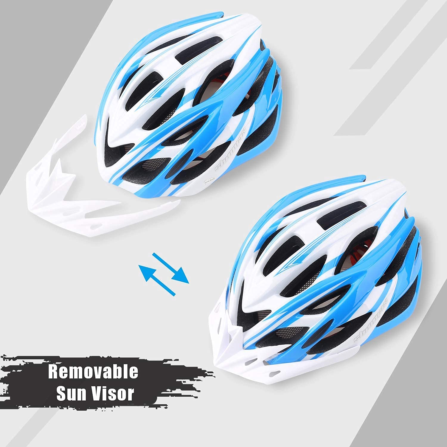 Shinmax Adjustable Bike Helmet for Men & Women - Lightweight Mountain & Road Cycling Helmet with Rear Light & Detachable Visor - CPSC Certified for Adults & Youth - Perfect for Commuting, Trail Riding & Urban Cycling