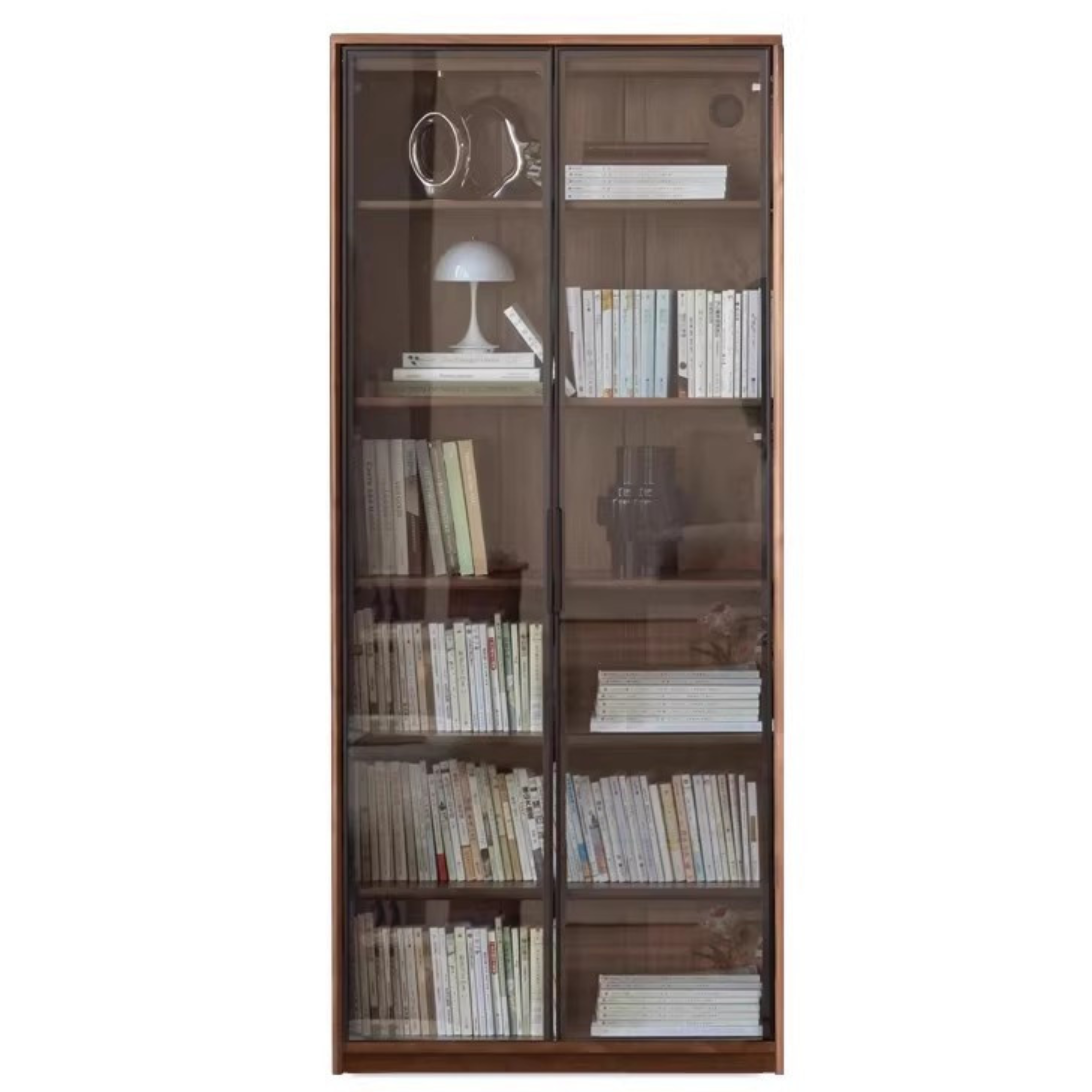 35.4x13.7x78.7 inch / 90x35x200 cm / Walnut color / double door bookcase