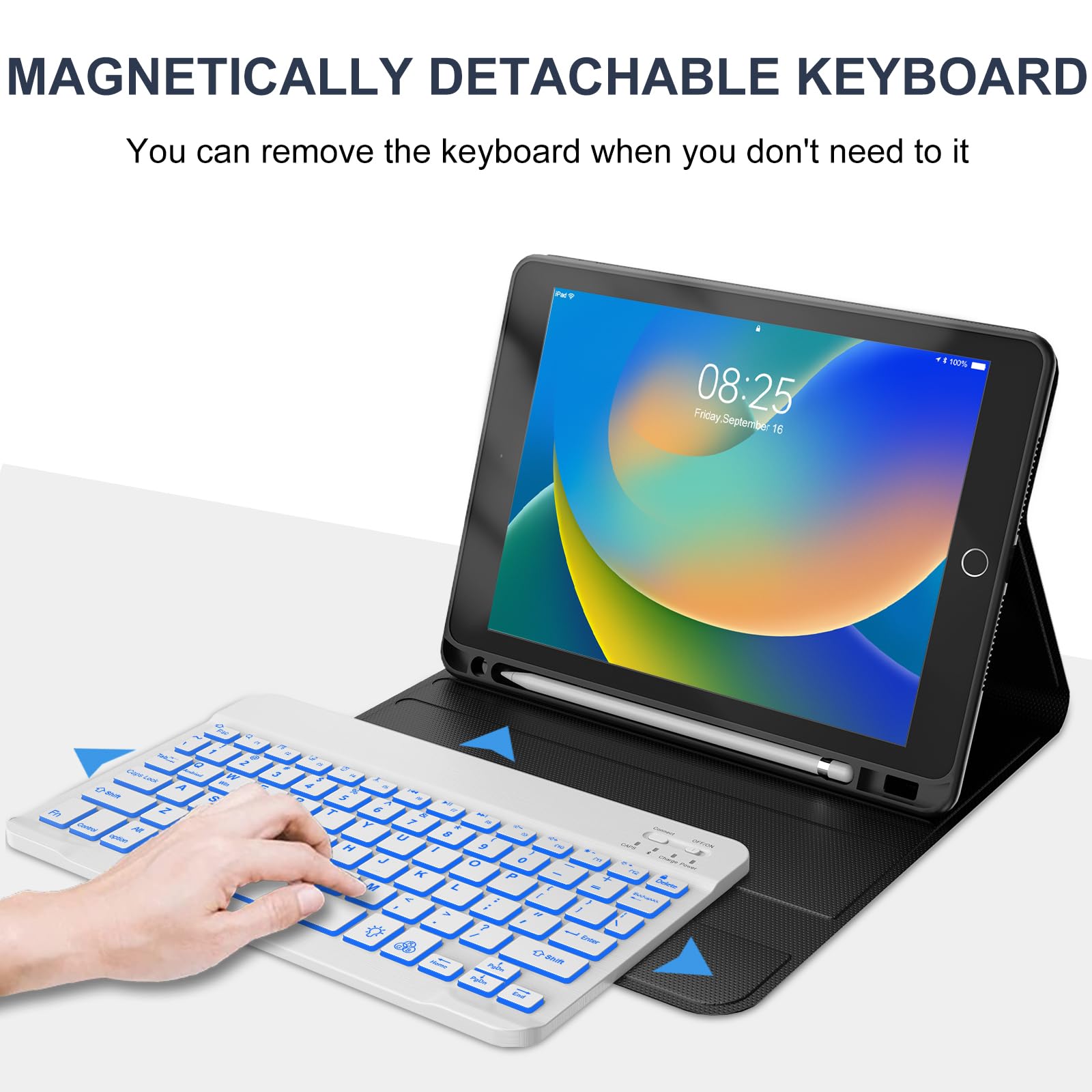 BORIYUAN Backlit Detachable Keyboard Case for iPad 9th/8th/7th Gen 10.2
