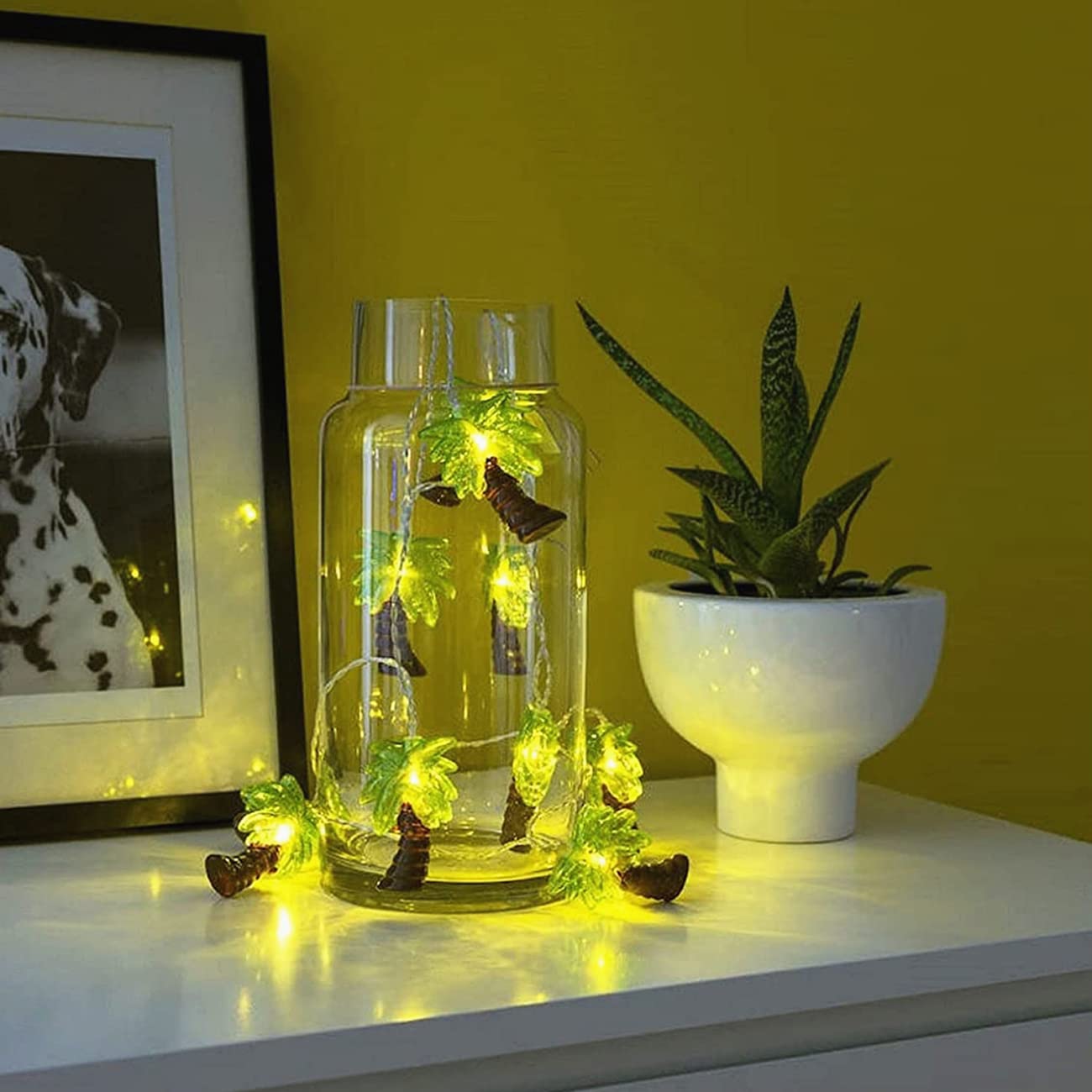 8.5Ft Waterproof Outdoor Palm Tree String Lights with 10 Mini Incandescent Bulbs - Summer Beach Party Decor for Patio, Bedroom, Christmas & Indoor Events - White Wire Lights for Tropical Theme