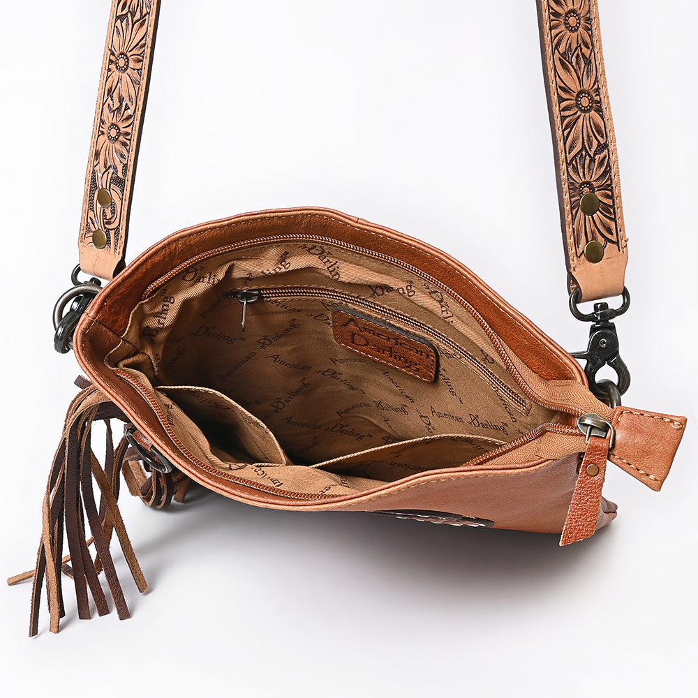 American Darling ADBG465 Genuine Leather Western Handbag for Women - Hand Tooled Chaps Bag Purse - Perfect for Rodeo, Country Music Festivals & Western Fashion