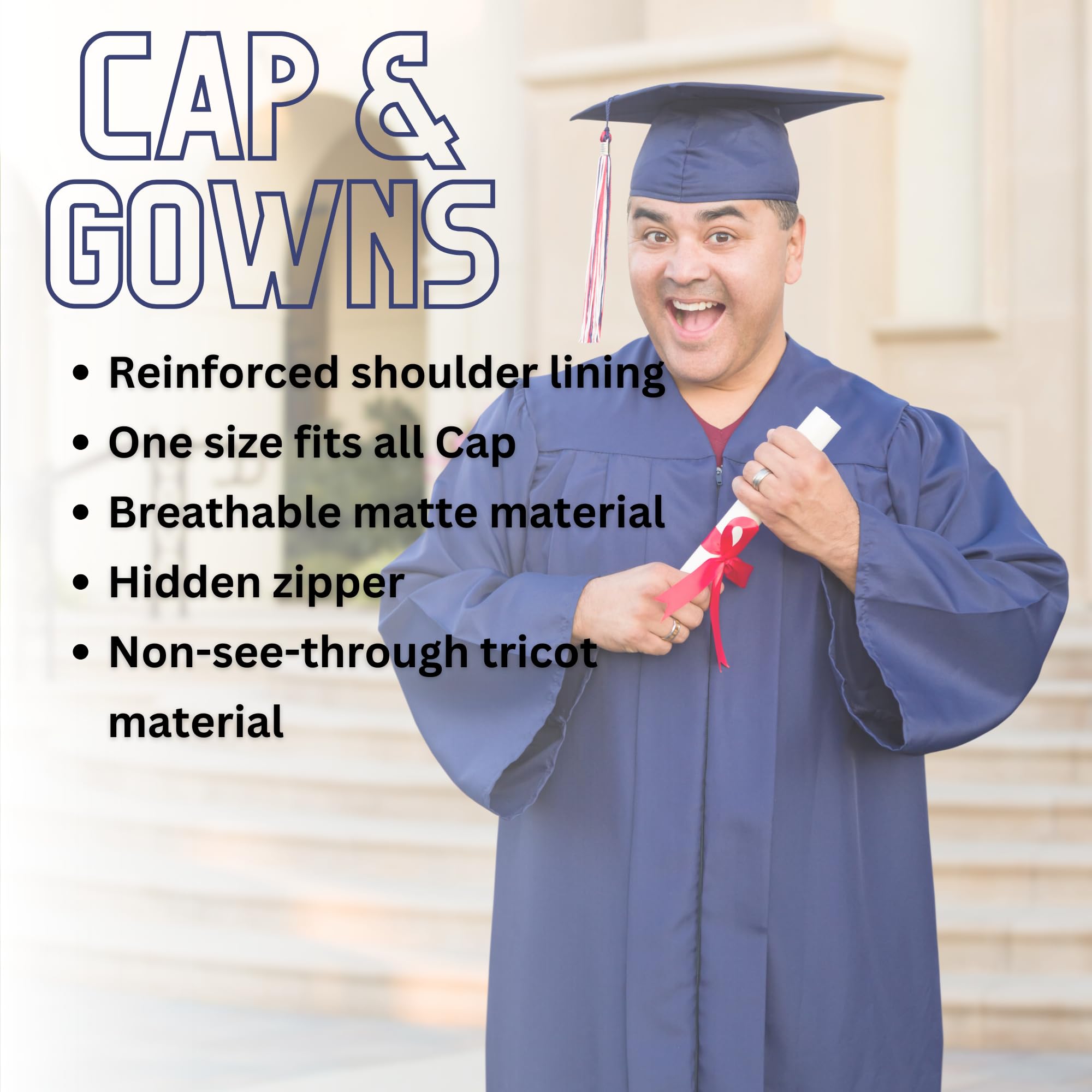 Royal Blue Graduation Cap and Gown Set - Matte Finish | Multiple Sizes Available | Perfect for High School & College Graduation Ceremonies