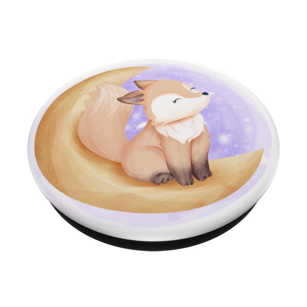 Fox on the Moon Watercolor PopSockets PopGrip - Swappable Phone & Tablet Grip with Cute Animal Design - Perfect Gift for Art Lovers & Phone Accessories