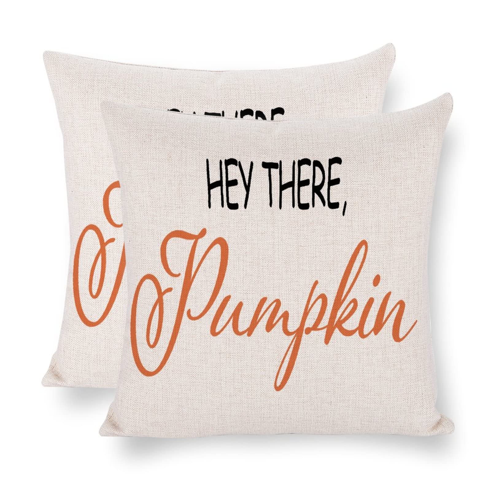 Premium 18x18 Inch Linen Pumpkin Pillow Covers - Decorative Square Throw Pillow Cases for Sofa, Couch & Bed - Fall Home Decor for Living Room, Bedroom & Dorm