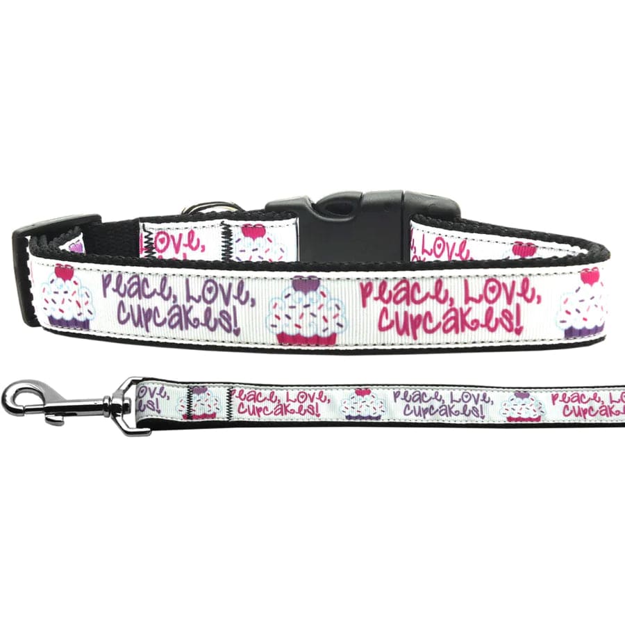 Premium Cupcakes Dog Collar and Leash Set - Adjustable Pet Accessories for Small Medium Dogs - Cute Puppy Walking Gear for Daily Walks & Outdoor Adventures
