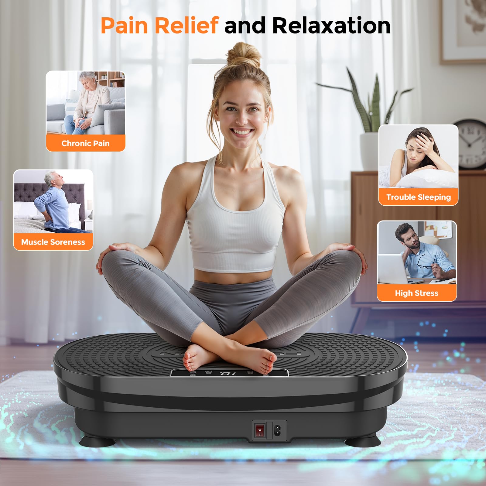 FEIERDUN Vibration Plate Exercise Machine for Weight Loss & Toning - Whole Body Vibration Platform with Resistance Bands & Remote Control - Home Gym Workout Equipment for Fitness & Recovery