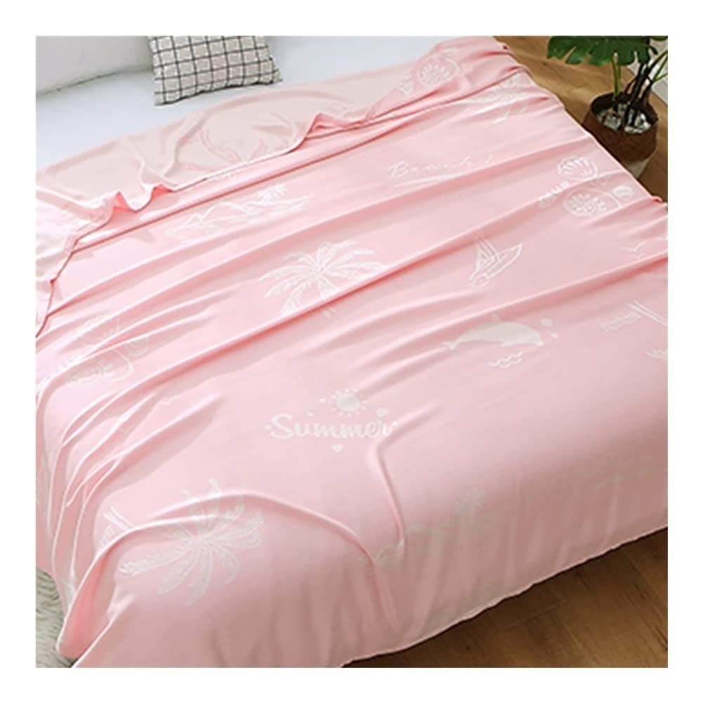 YIWANGO Cooling Blanket - All Seasons Lightweight Summer Blanket for Adults, Soft Breathable Wood Fiber Throw (78.7x86.6in, Pink) - Perfect for Hot Sleepers, Bedroom, Office & Travel Use