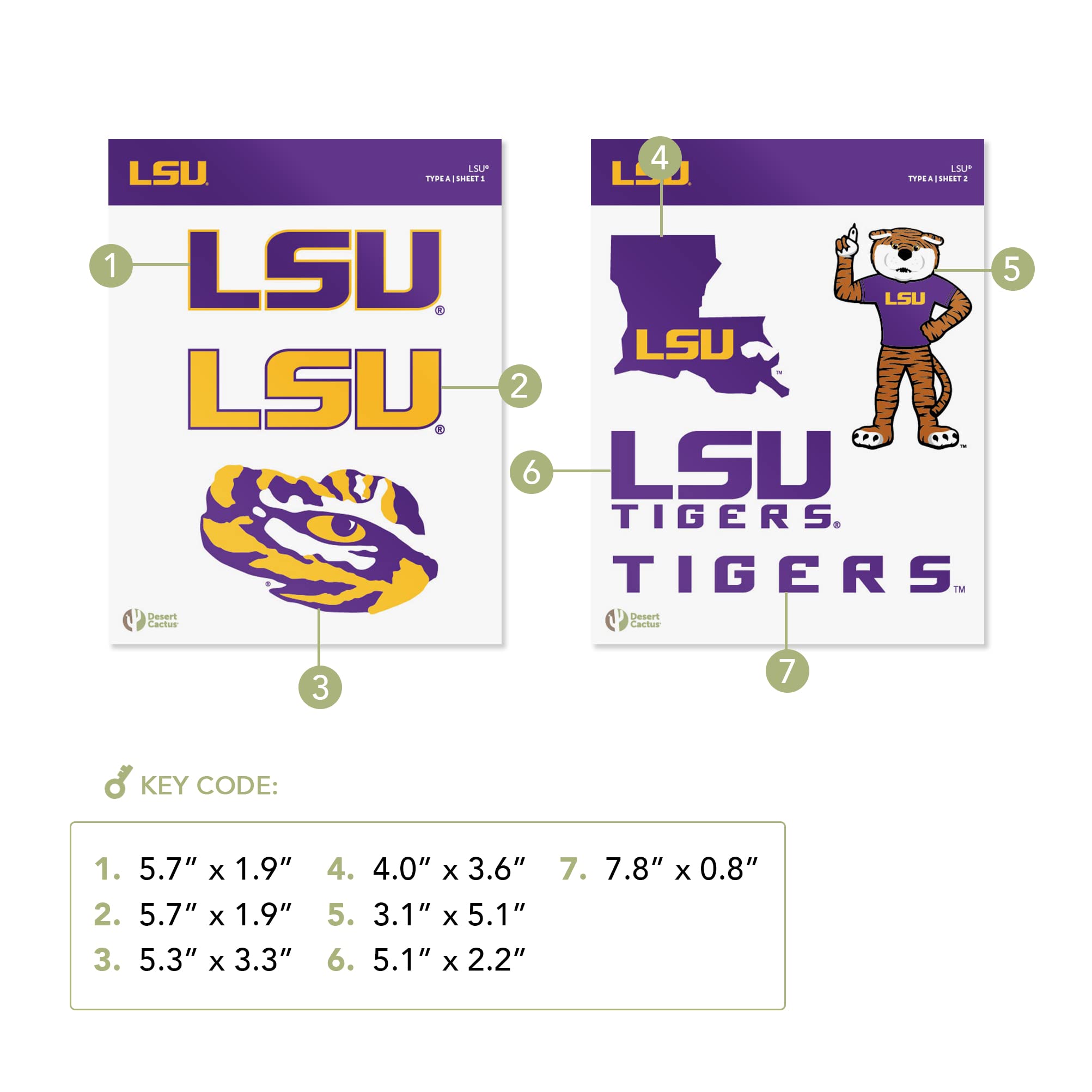 LSU Tigers Vinyl Decal Sticker - Louisiana State University Cactus Design for Laptop, Water Bottle, Car & Scrapbook - Perfect for Game Day, School Spirit & Fan Gifts
