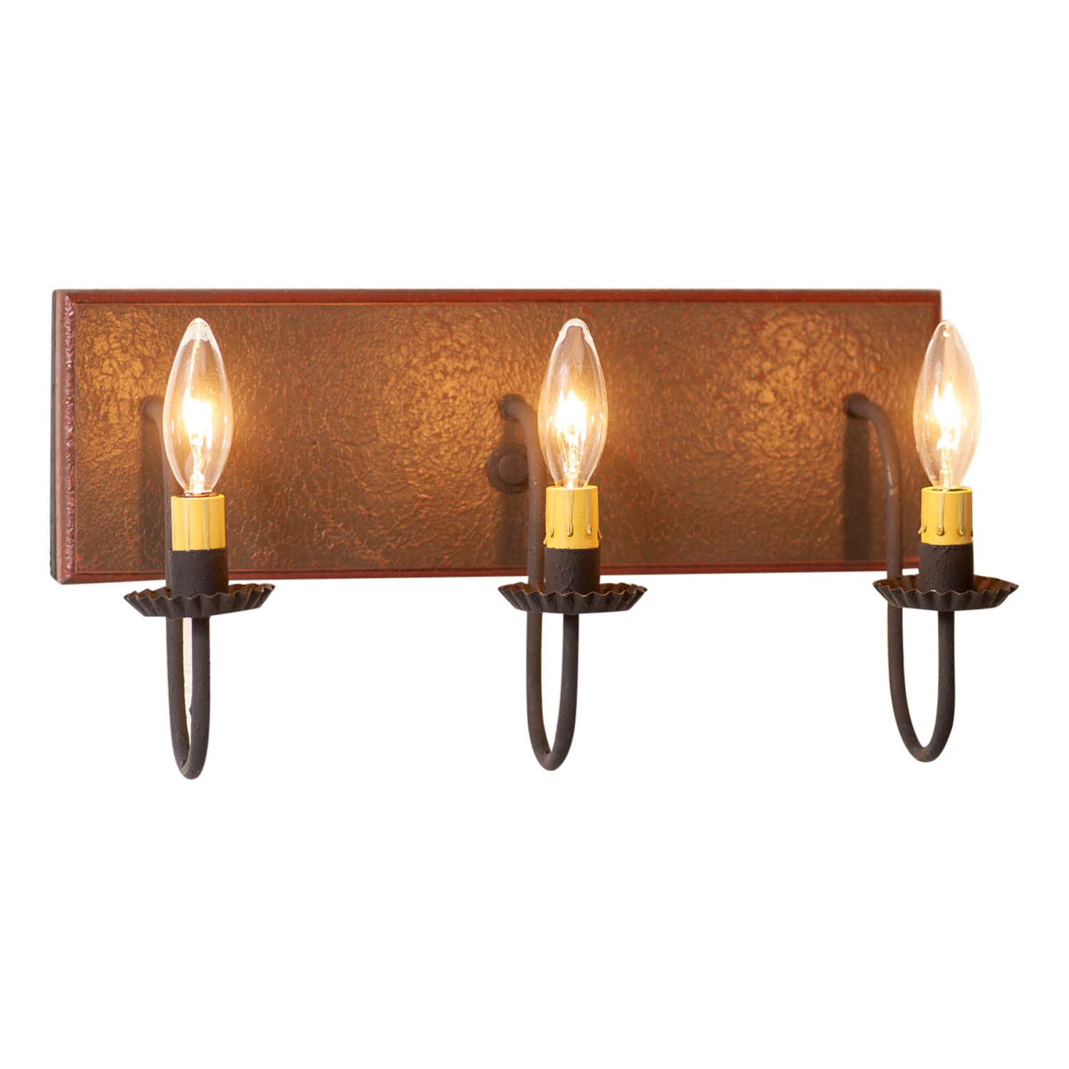 Irvin's Country Tinware 3-Light Vanity Light Fixture - Espresso Finish with Salem Brick Design - Perfect for Bathroom, Bedroom, and Farmhouse Decor
