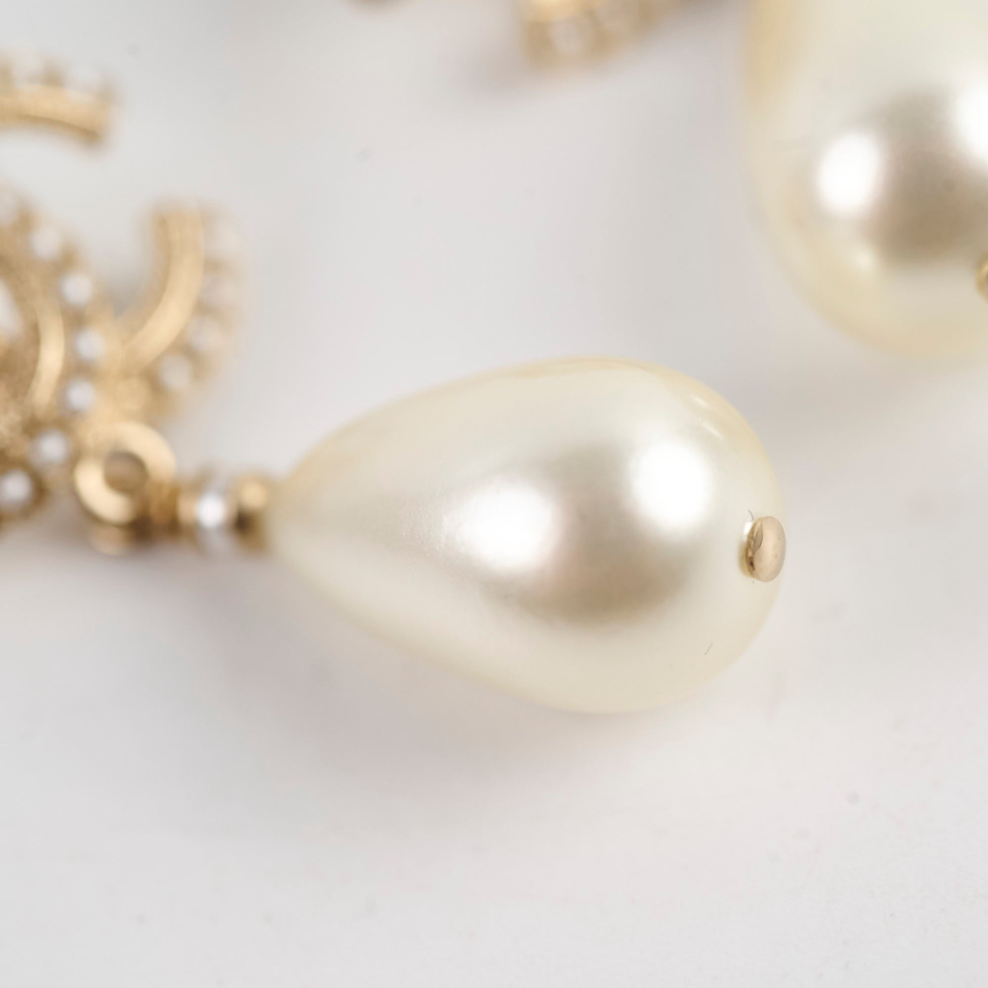 Chanel Pearl CC Logo Tear Drop Earrings for Women - Luxury Fashion Jewelry Gift for Party, Wedding & Special Occasions