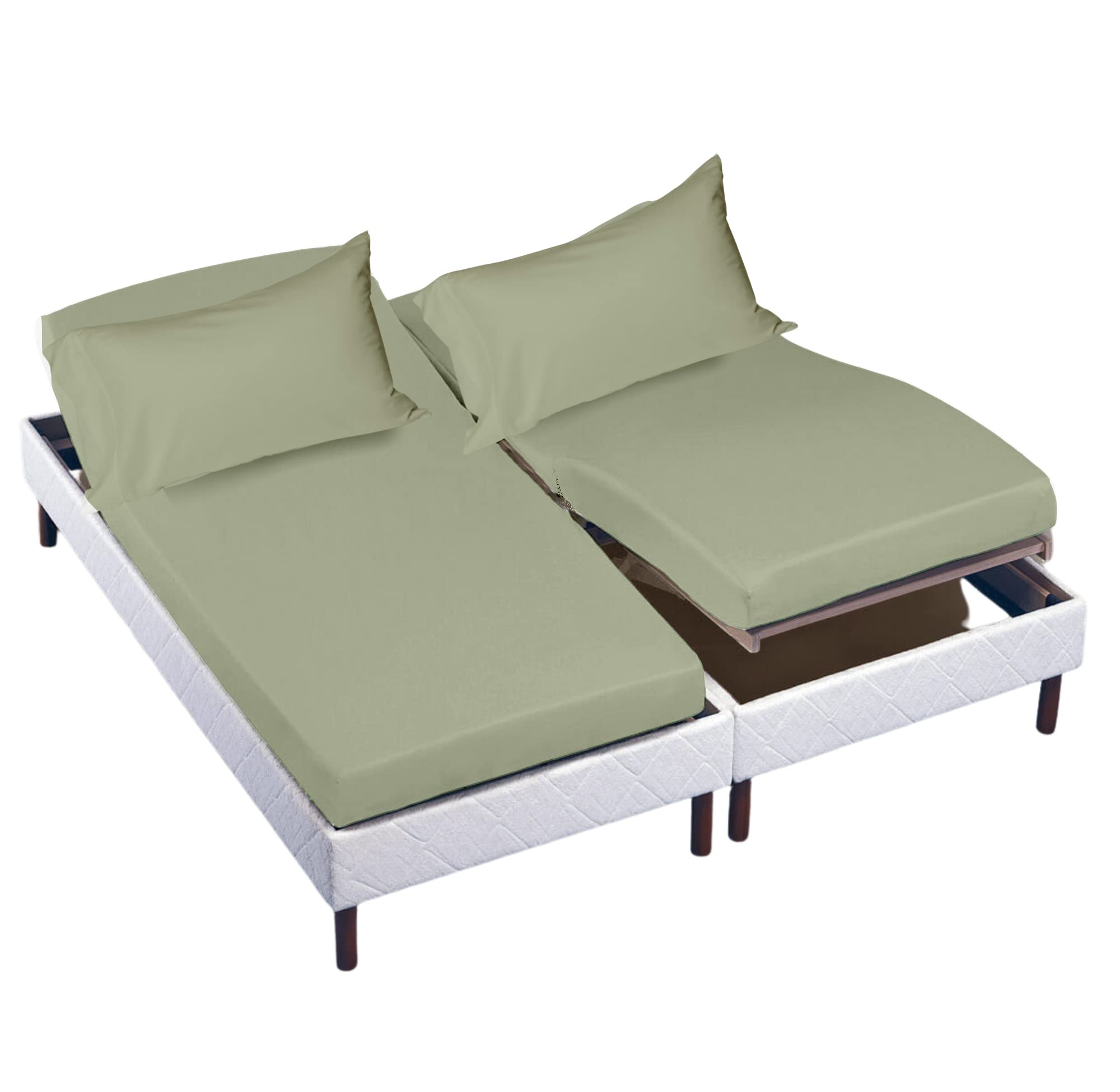 Split King Sheets for Adjustable Bed - 5 Piece Set with 16