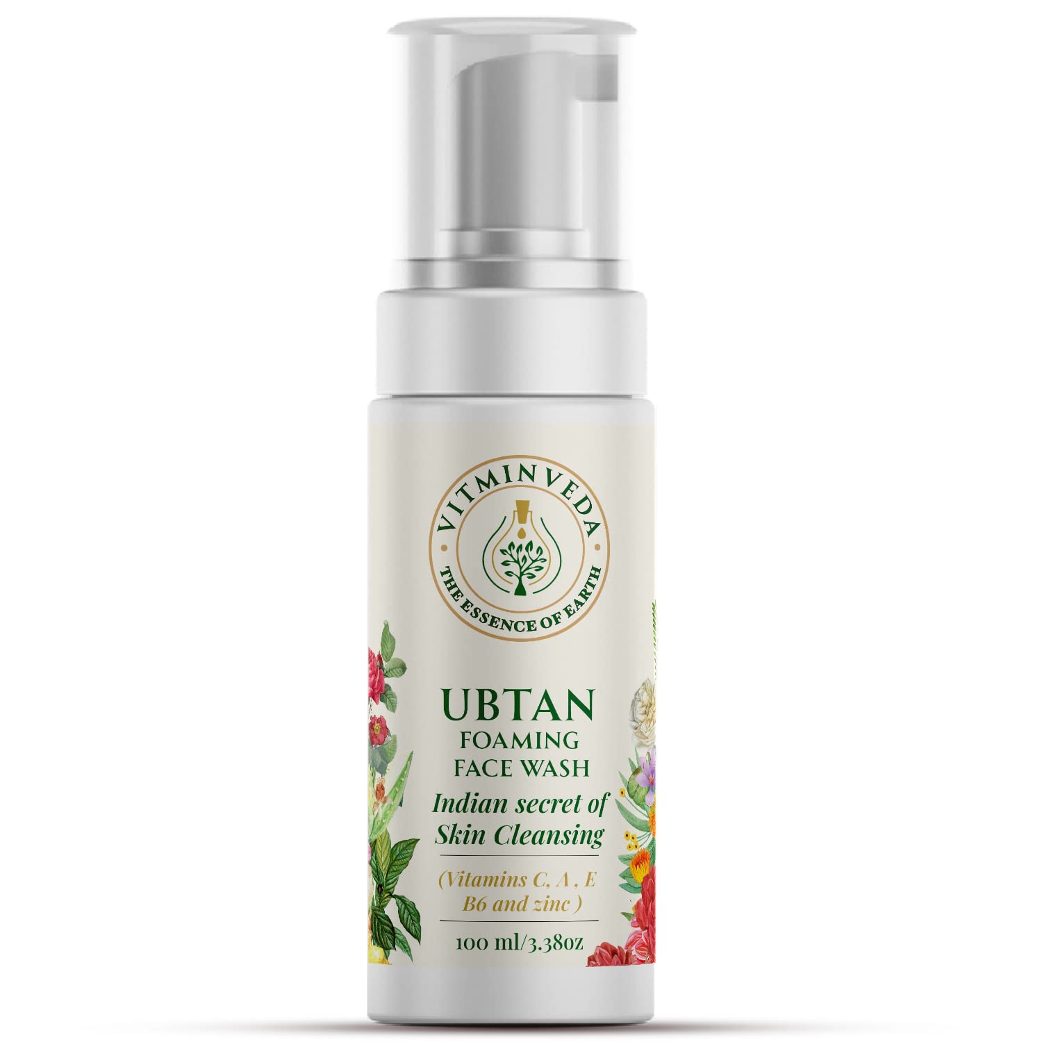 VITMINVEDA Natural UBTAN Foaming Face Wash with Niacinamide - 100ml Deep Cleansing for Brightening & Anti-Aging | Gentle Daily Facial Cleanser for Glowing Skin & Reducing Fine Lines | Perfect for Morning & Night Skincare Routine