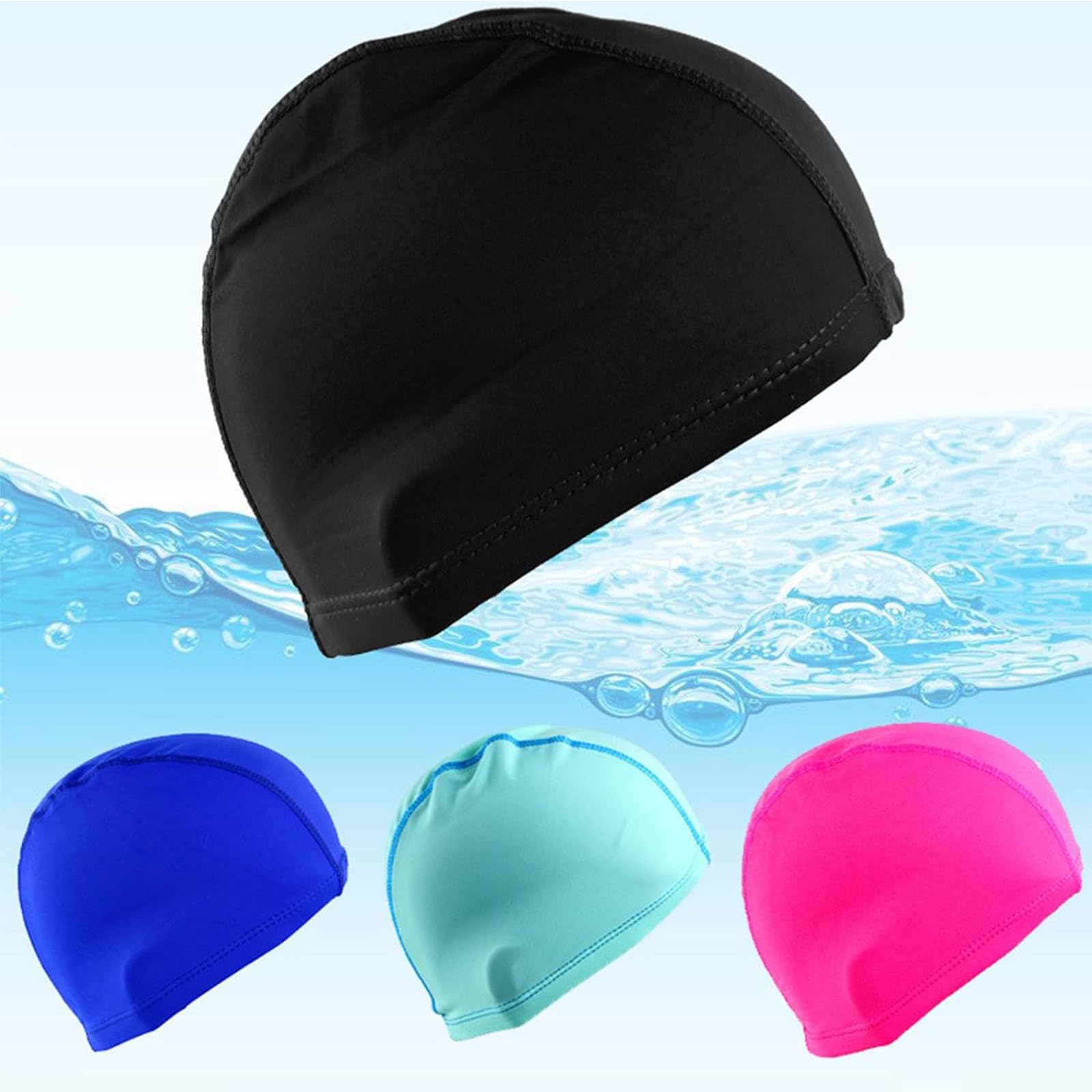 4pcs High Elasticity Swim Caps - Unisex Comfortable Swimming Caps for Kids, Boys, Girls, Women & Men - Perfect for Pool, Beach & Competitive Swimming