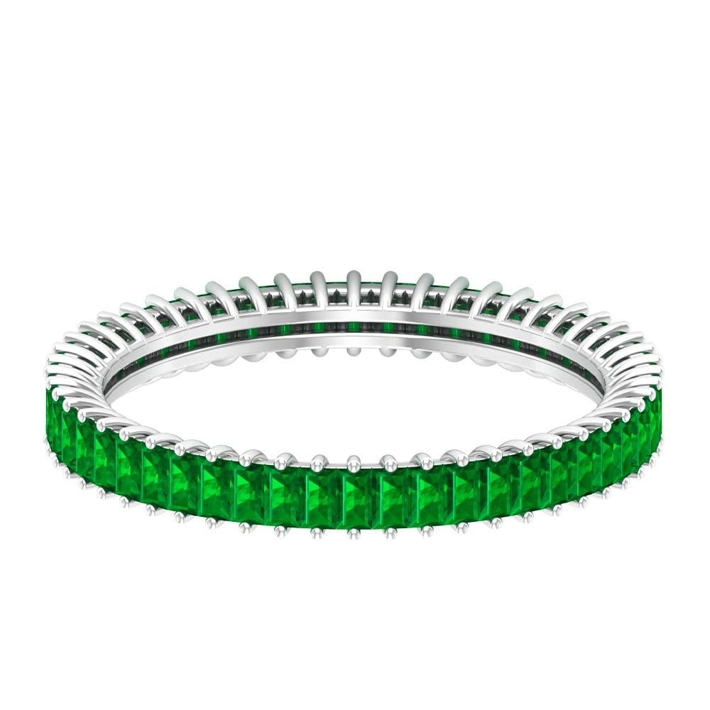 1.25 CT Lab Created Emerald Eternity Ring - 14K Solid Gold Baguette Cut Stackable Wedding Band for Women, Anniversary Gift, Bridal Jewelry, Perfect for Stacking or Everyday Elegance