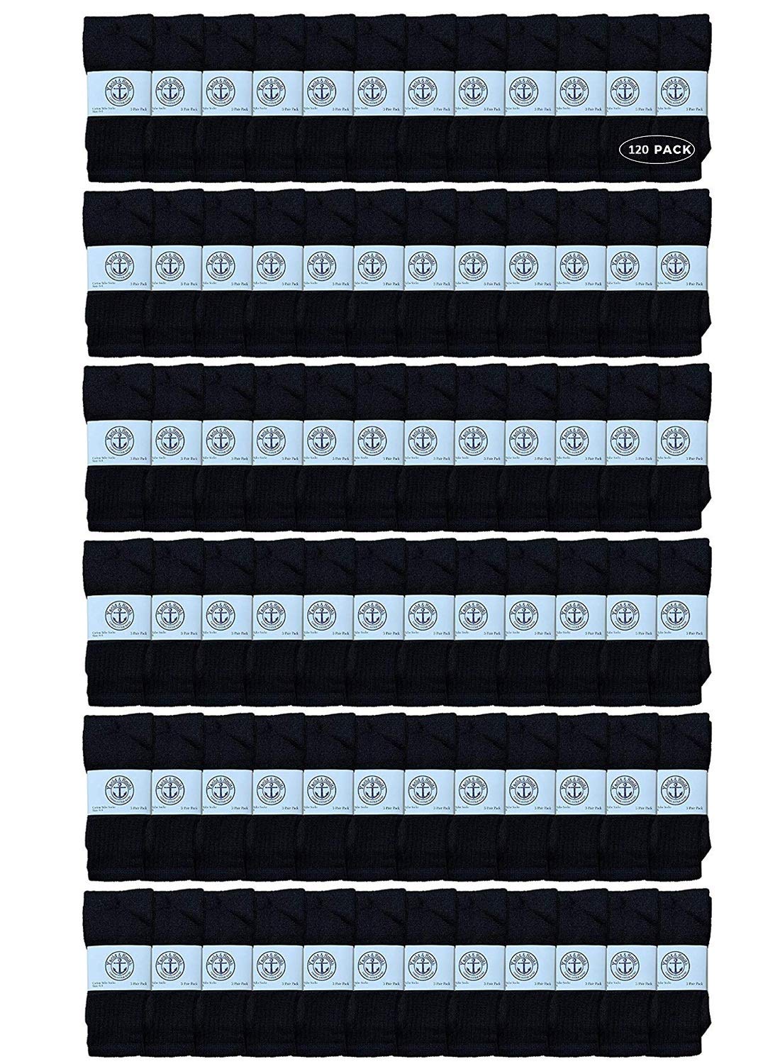 120 Pairs Bulk Yacht & Smith 17 Inch Kids Tube Socks - Soft Cotton Children's Athletic Socks (Size 6-8) for Sports, School & Daily Wear