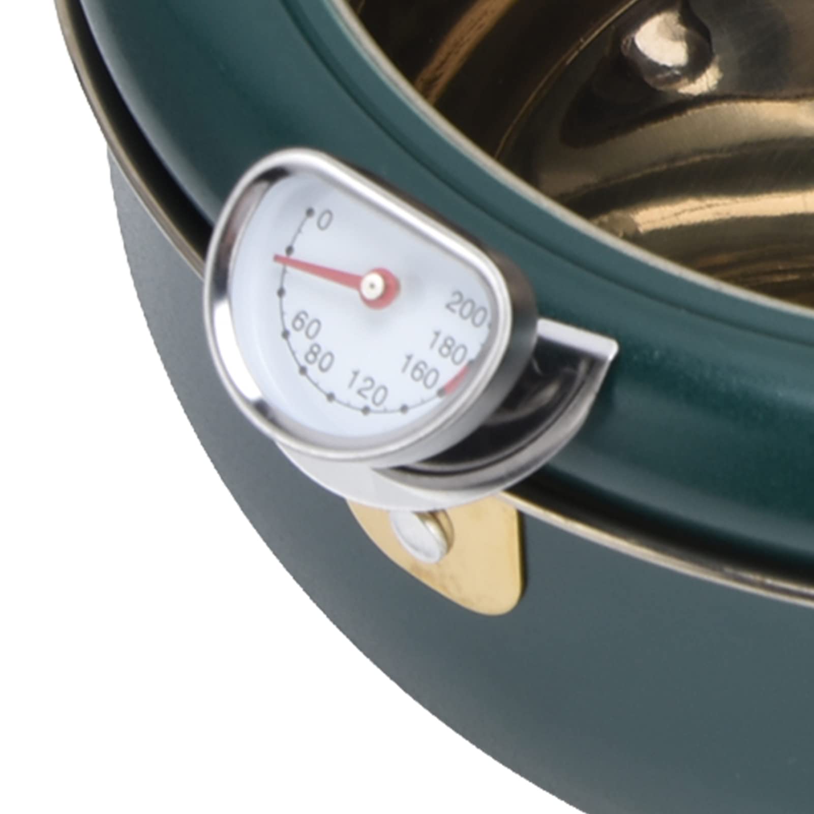 304 Stainless Steel Japanese Style Deep Fryer Pot with Thermometer - Home Tempura Fryer for French Fries, Shrimp, Chicken, Steak & More | Perfect for Restaurants, Home Kitchens & Outdoor Cooking (Black/Green)