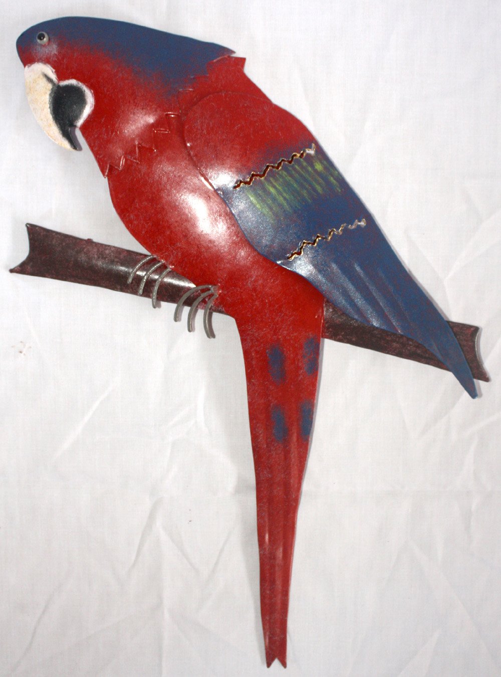 D-Art Collection Iron Red Parrot Wall Art - Handcrafted Metal Parrot Sculpture for Home & Office Decor | Perfect for Living Room, Bedroom, or Garden Decoration