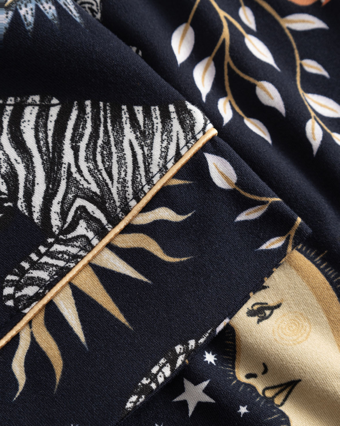 Celestial Zebra Print Short Pajama Set for Women - Soft & Comfortable Sleepwear - Navy Blue - Perfect for Summer Nights & Lounge Wear