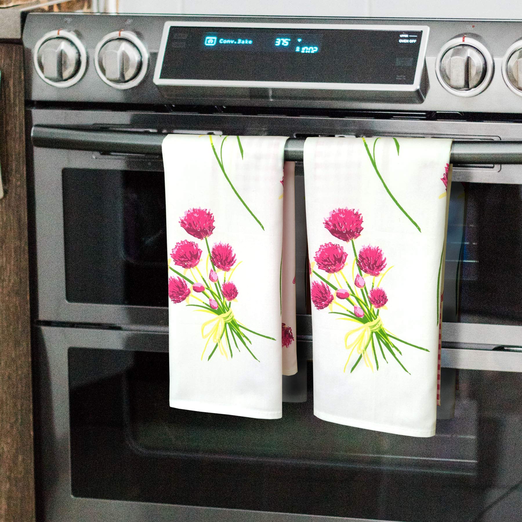 CAIT CHAPMAN HOME COLLECTION Premium Cotton Dish Towels & Tea Towels - Ultra Soft, Highly Absorbent Kitchen Towels (Set of 2, Printed Designs) - Perfect for Drying Dishes, Cleaning Countertops & Decorating Your Kitchen