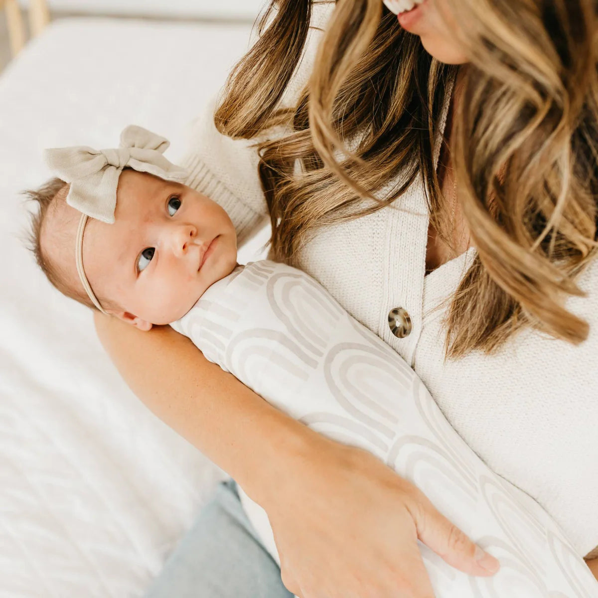 Copper Pearl Knit Swaddle Blanket - Soft & Breathable Baby Wrap for Newborns - Perfect for Swaddling, Nursing & Stroller Use