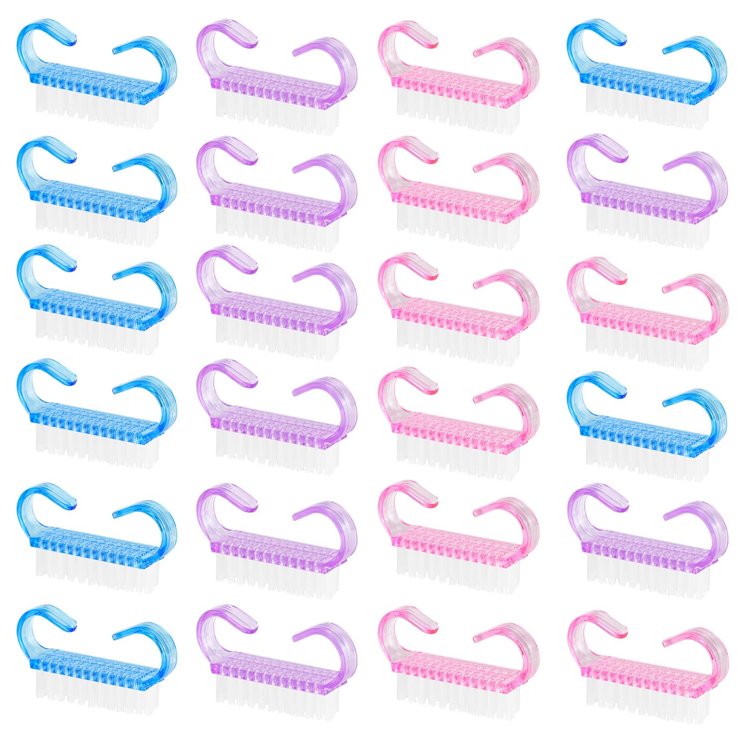 24Pcs Nail Brush Set - Soft Bristle Cleaning Brush with Ergonomic Plastic Handle for Manicure & Pedicure | Perfect for Salon, Home Nail Care & Toe Cleaning | Exfoliating Scrubber for Hands & Feet