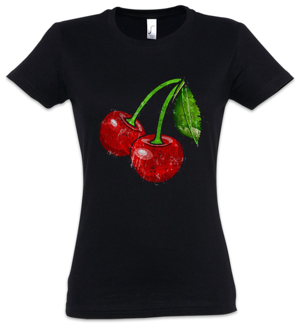 Vintage Cherries Logo Women's T-Shirt - Retro Graphic Tee for Casual Wear, Street Style & Summer Outfits