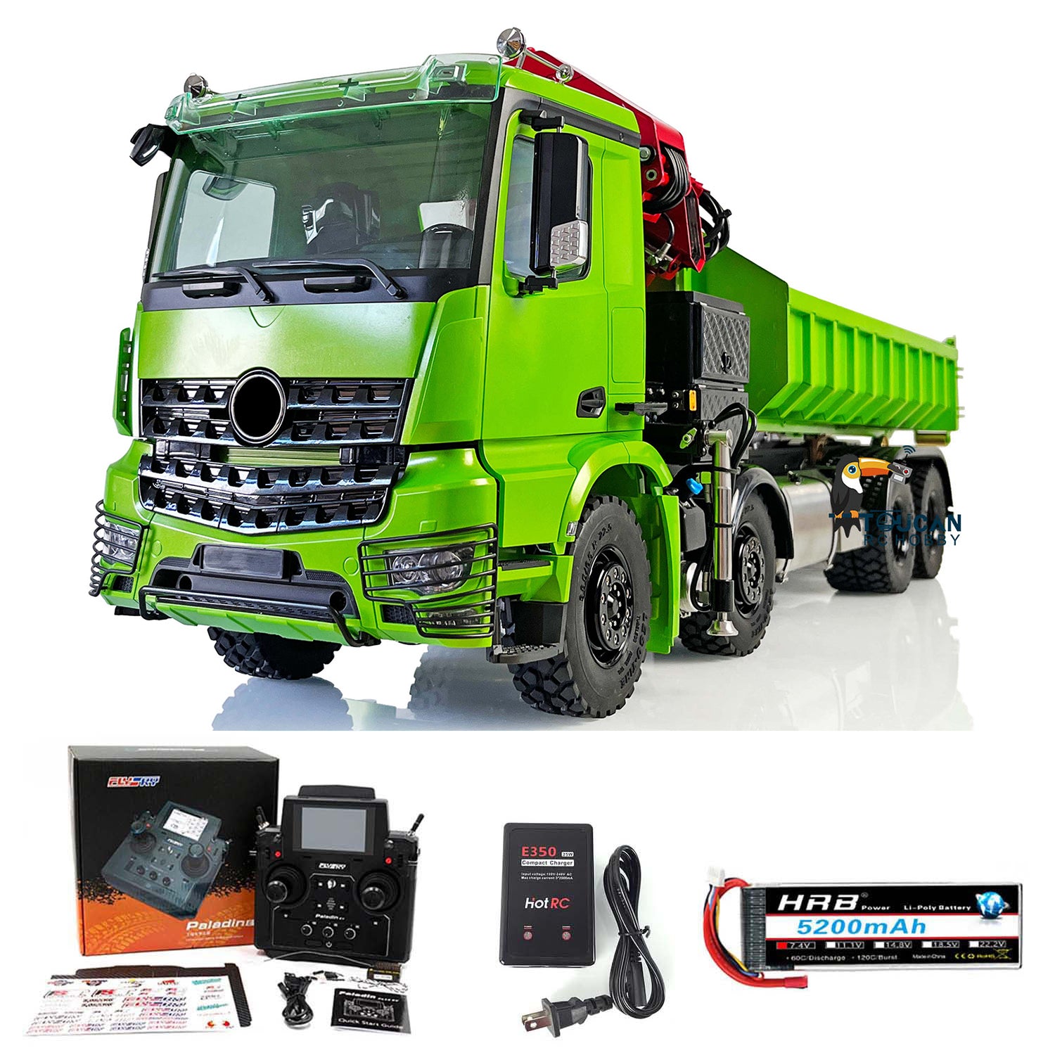 1/14 LESU 8x8 RC Hydraulic Crane Dump Truck - Metal Painted & Pre-Assembled RTR Model with Servo Motor & ESC - Perfect for Construction Site Play, Off-Road Adventure & Collectors Display