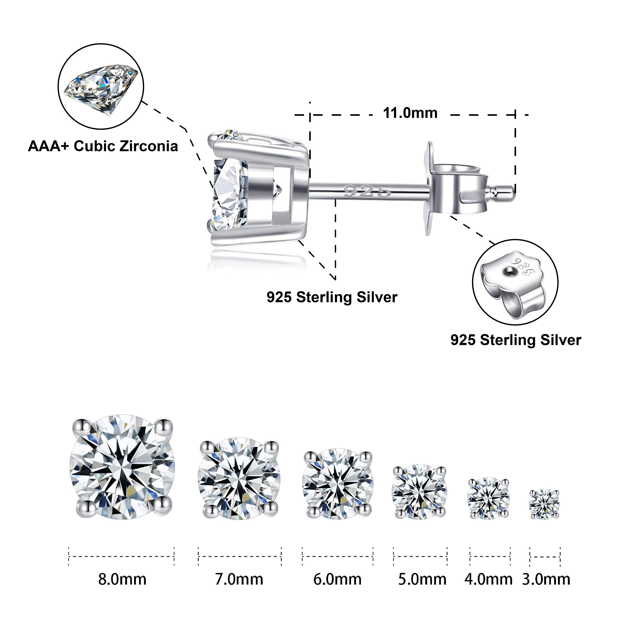 18K Gold Plated Sterling Silver Cubic Zirconia Stud Earrings for Women & Men | Hypoallergenic Simulated Diamond CZ Earrings | Gift for Anniversary, Birthday & Everyday Wear