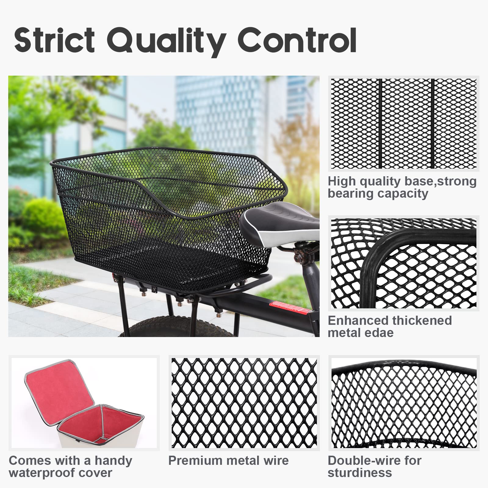 Lixada 20L Universal Rear Bike Basket - Water Resistant Metal Bicycle Cargo Basket for Rear Rack | Perfect for Commuting, Grocery Shopping & Outdoor Adventures