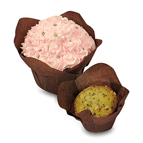 Paper Mart Brown Mini Lotus Baking Cups - 250 Count, 1 1/4 Inch Diameter | Perfect for Cupcakes, Muffins & Party Desserts
