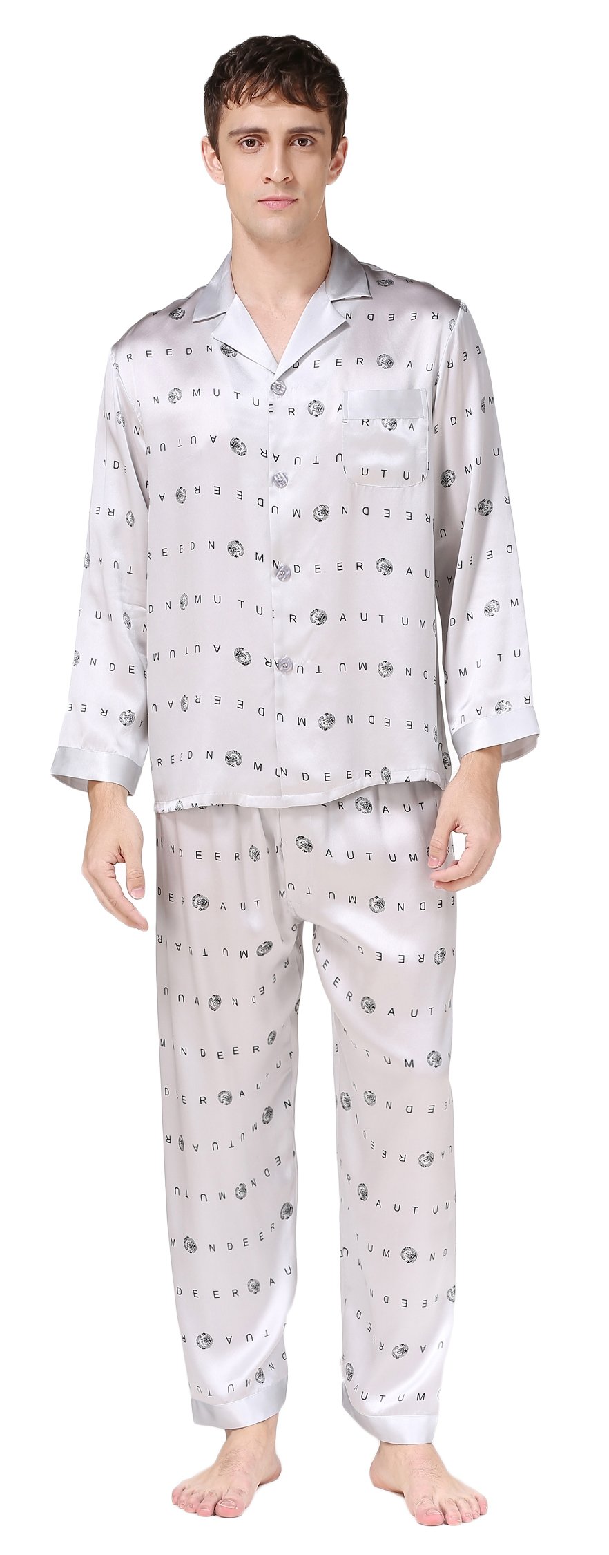 Premium Men's 100% Pure Mulberry Silk Pajama Set - Soft Breathable Sleepwear for Comfortable Nights - Perfect for Lounging, Travel & Gift Giving