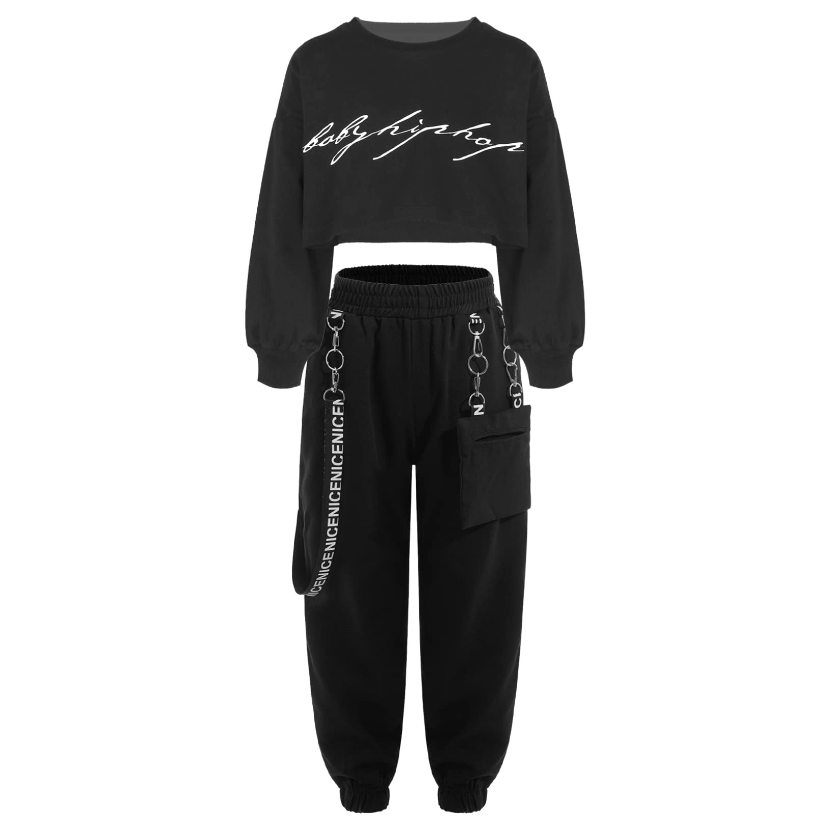 Freebily Girls' Tracksuit Set - Stylish Sweatshirt, Pullover Crop Top & Joggers for Dance, Jazz & Hip Hop | Perfect for Modern Dance Classes, Gym Workouts & Casual Streetwear