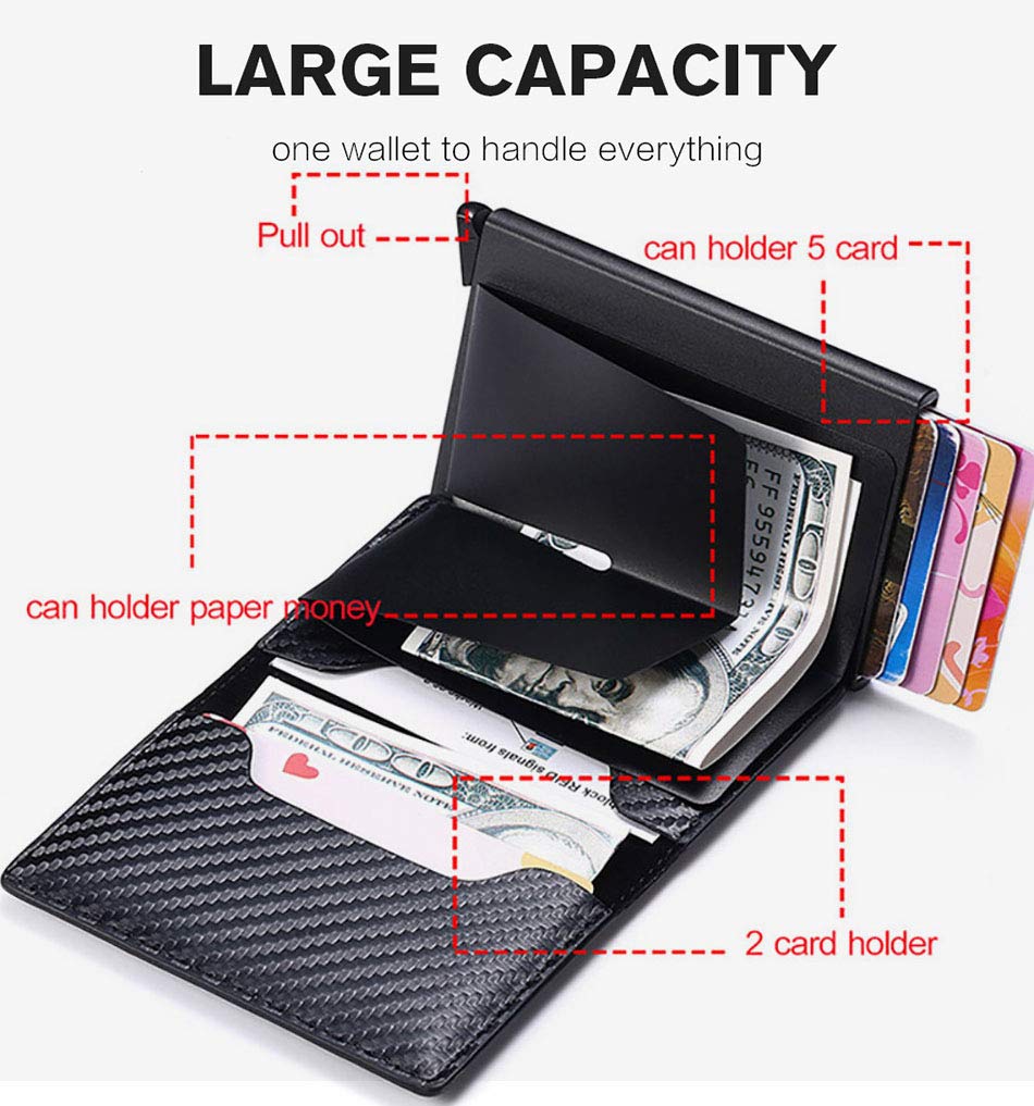 Slim RFID Blocking Aluminum Credit Card Wallet - Minimalist Card Holder with Custom Lettering (Black) | Secure & Stylish for Everyday Carry, Travel & Business