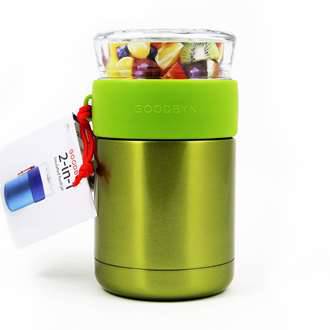 Goodbyn 2-in-1 Insulated Stainless Steel Food Jar with Snack Compartment - Leakproof Thermos Lunch Box for Kids & Adults - Perfect for School, Work, Picnics & Outdoor Activities